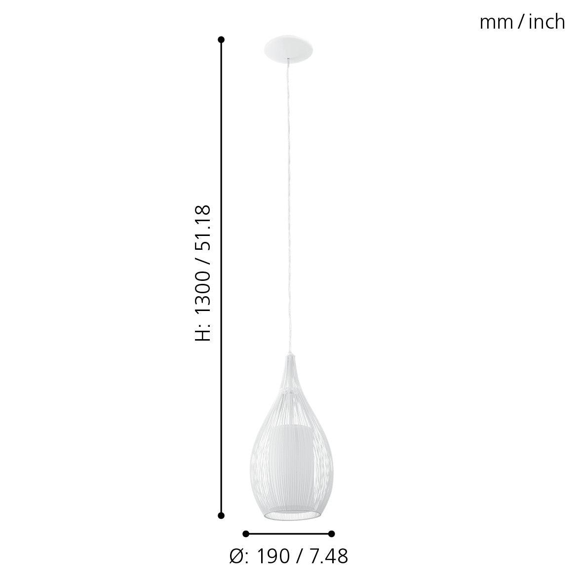 eglo razoni white rounded wire glass ceiling pendant kitchen lighting 