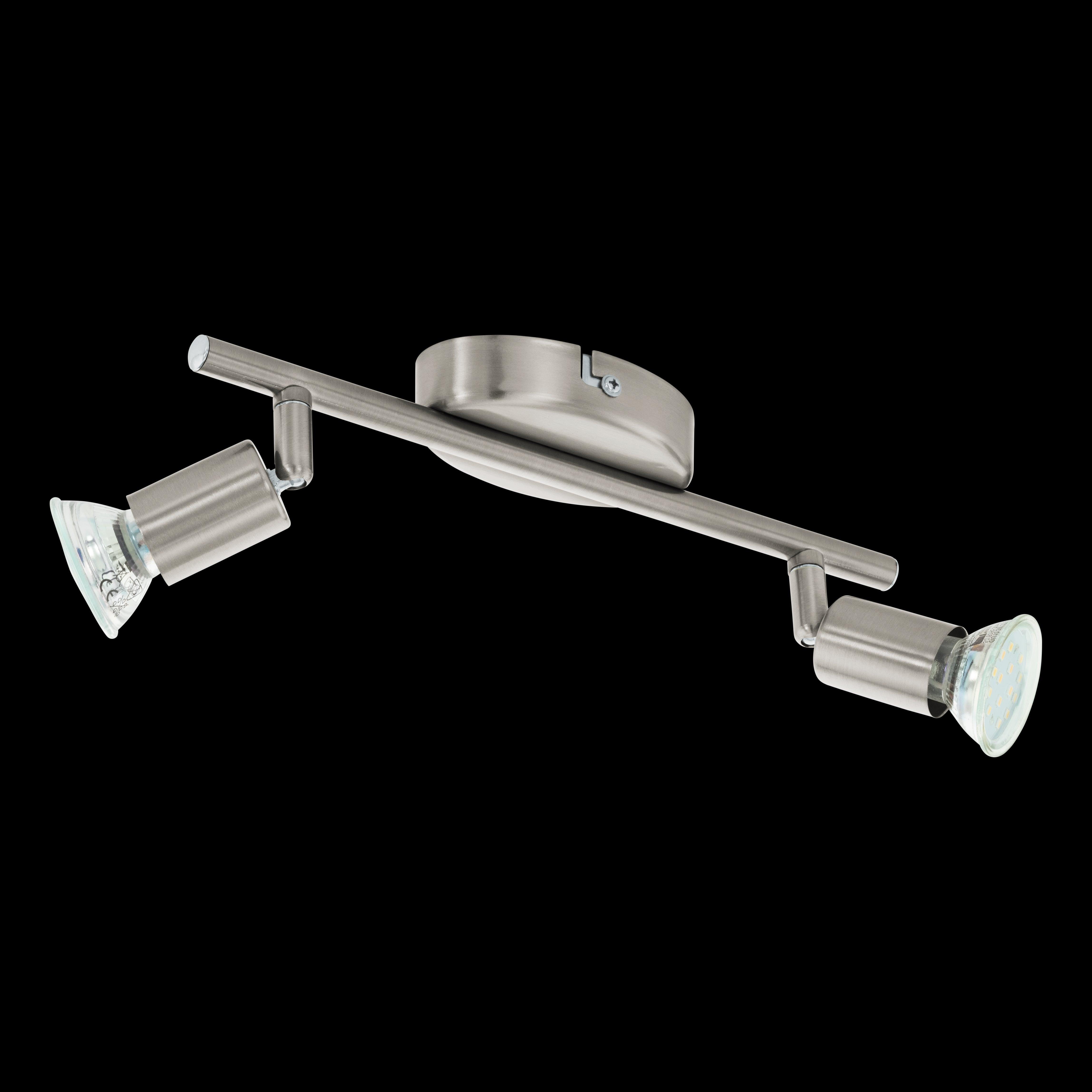 eglo buzz led nickel 2 light bar spotlight living room image