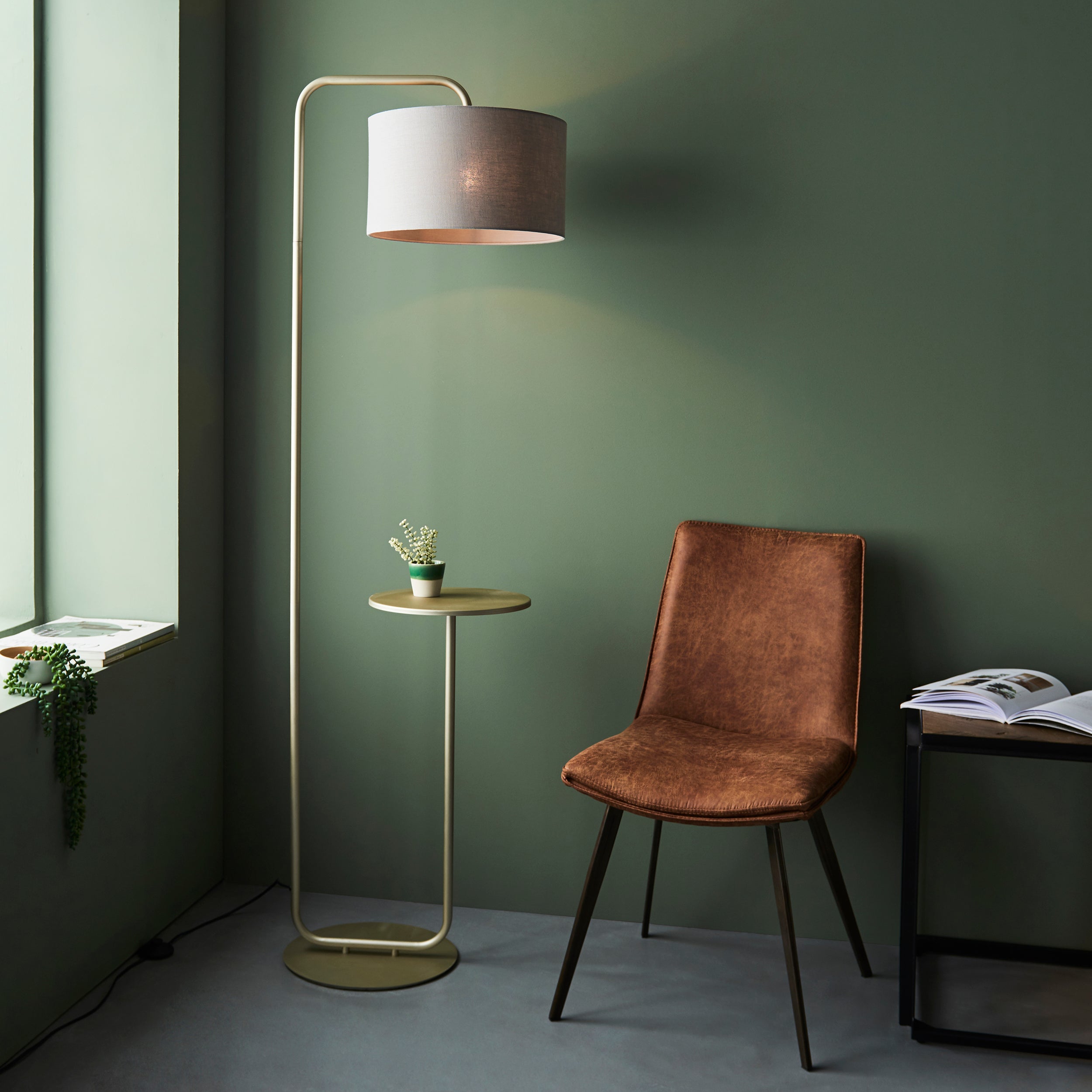 Landis Champagne Floor Lamp with Table