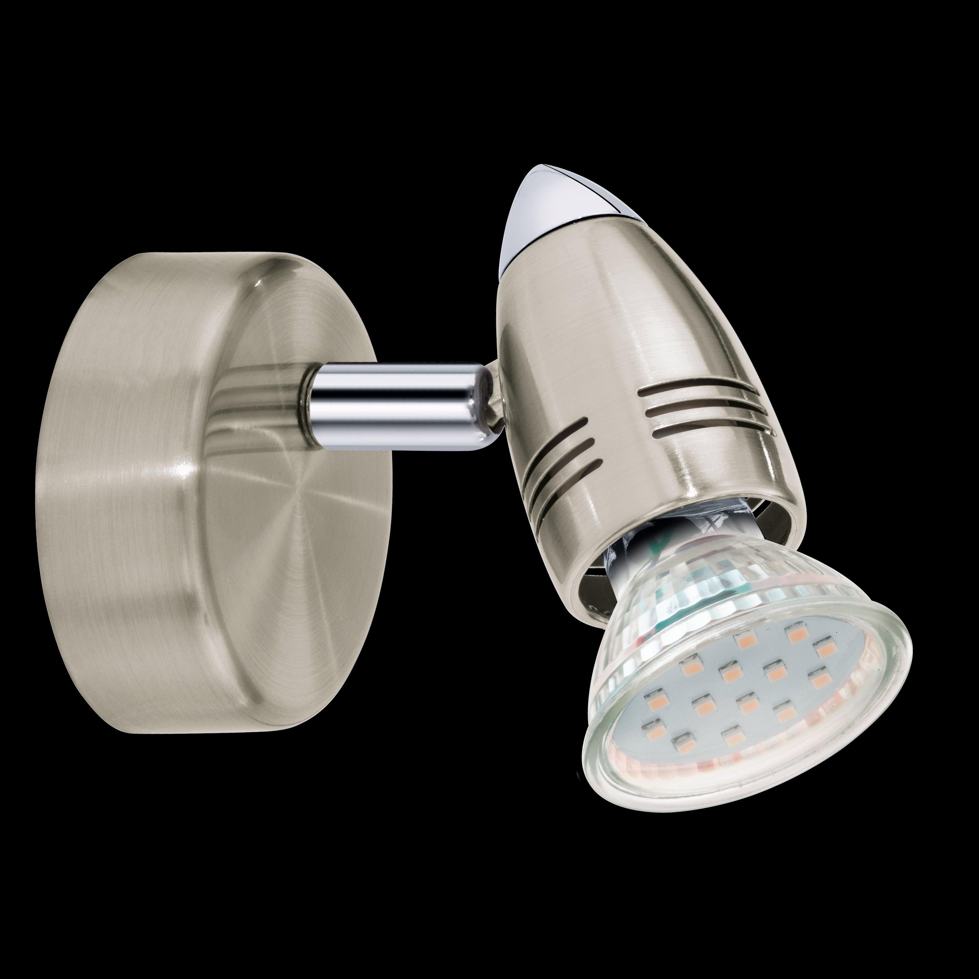 eglo magnum led nickel wall spotlight living room close up