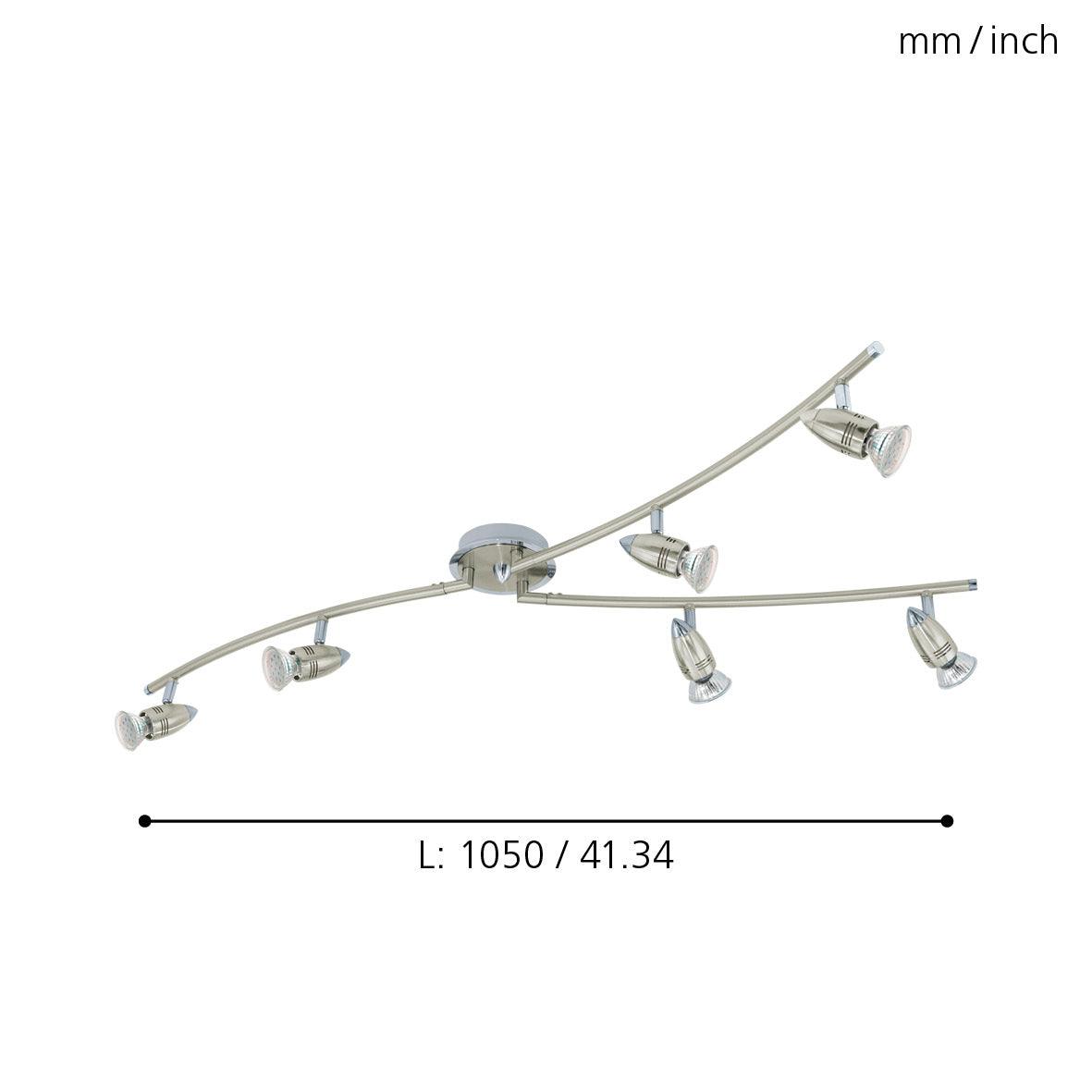 eglo magnum led nickel 6 light 3 arm spotlight living room image