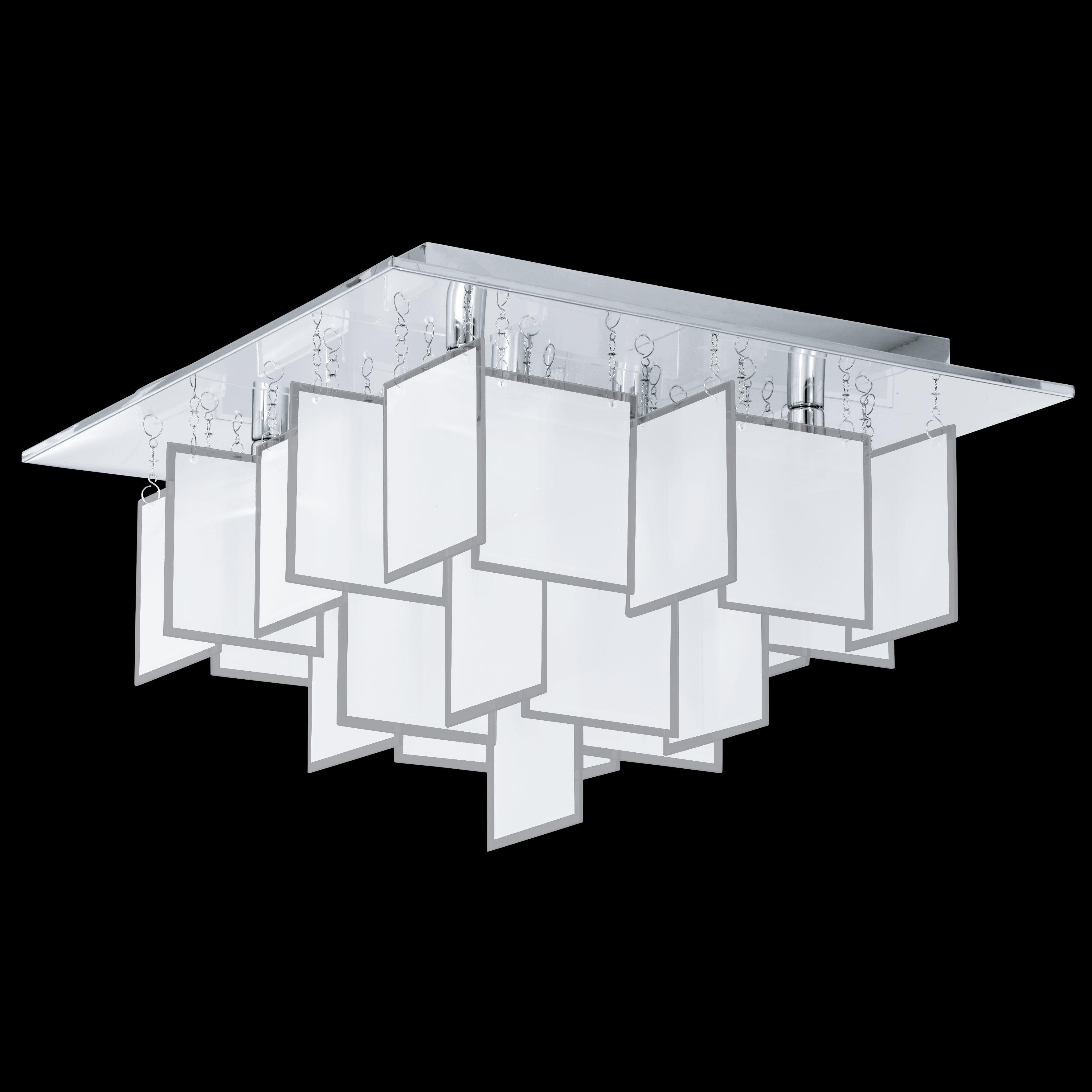eglo condrada 1 chrome 8 light flush ceiling light white glass shades living room close up
