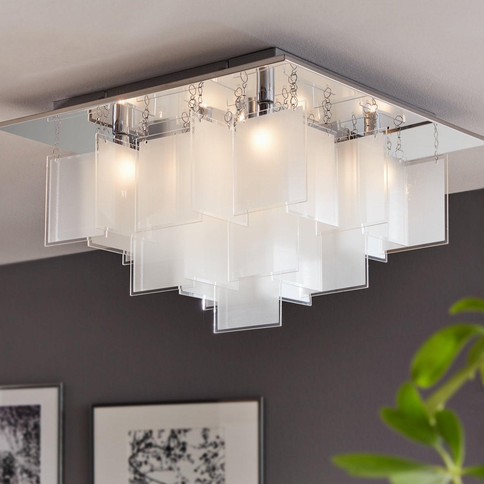 eglo condrada 1 chrome 8 light flush ceiling light white glass shades living room image