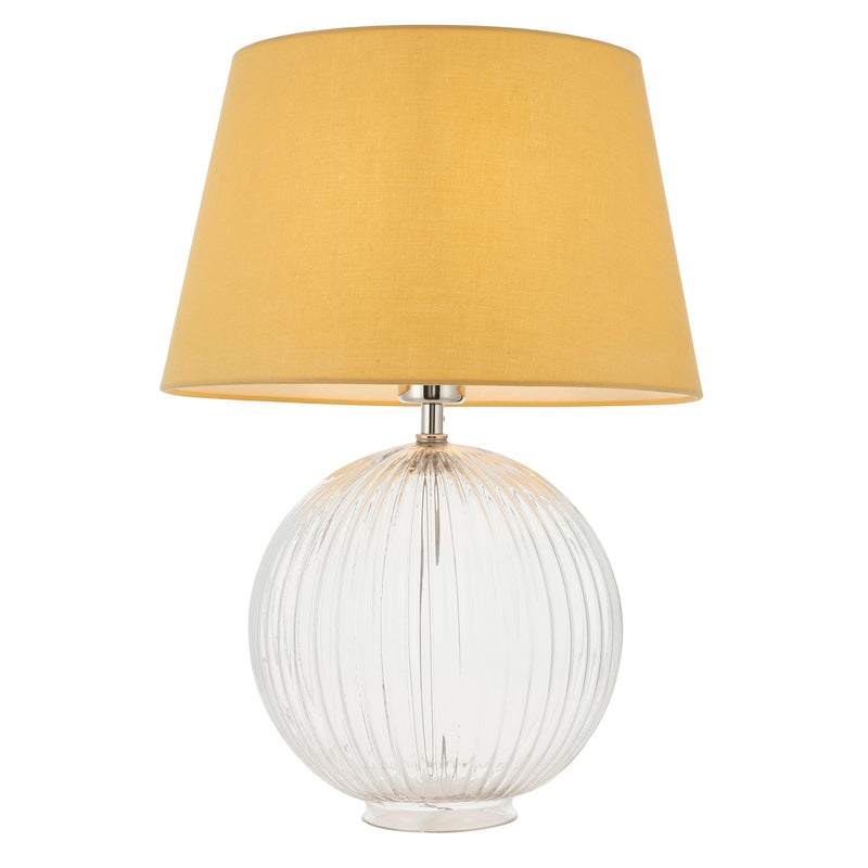 Endon Jemma Clear Table Lamp & Evie Yellow Shade