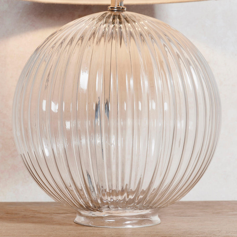 Endon Jemma Clear Table Lamp & Mia Natural Shade-Endon Lighting-Living-Room-Tiffany Lighting Direct-[image-position]
