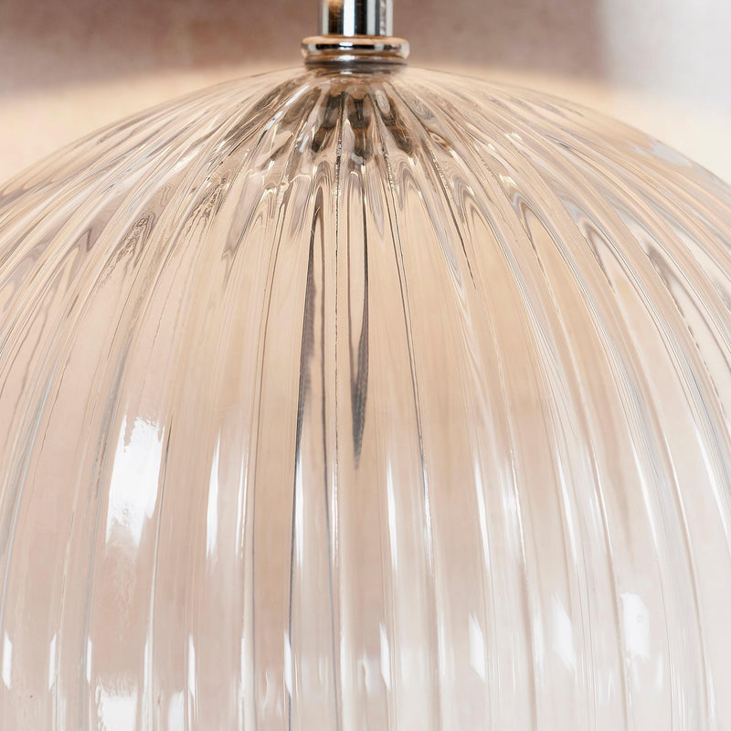Endon Jemma Clear Table Lamp & Mia Natural Shade-Endon Lighting-Living-Room-Tiffany Lighting Direct-[image-position]