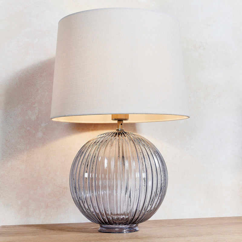 Endon Jemma Grey Table Lamp & Mia Natural Shade