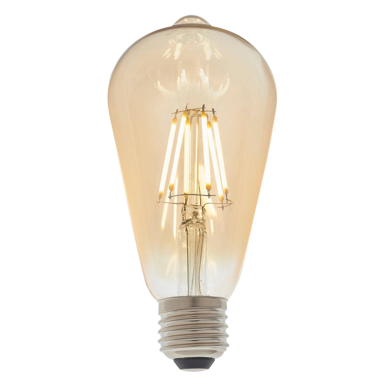 6 X E27 LED Filament Amber Pear Shaped Dimmable 6w Light Bulb