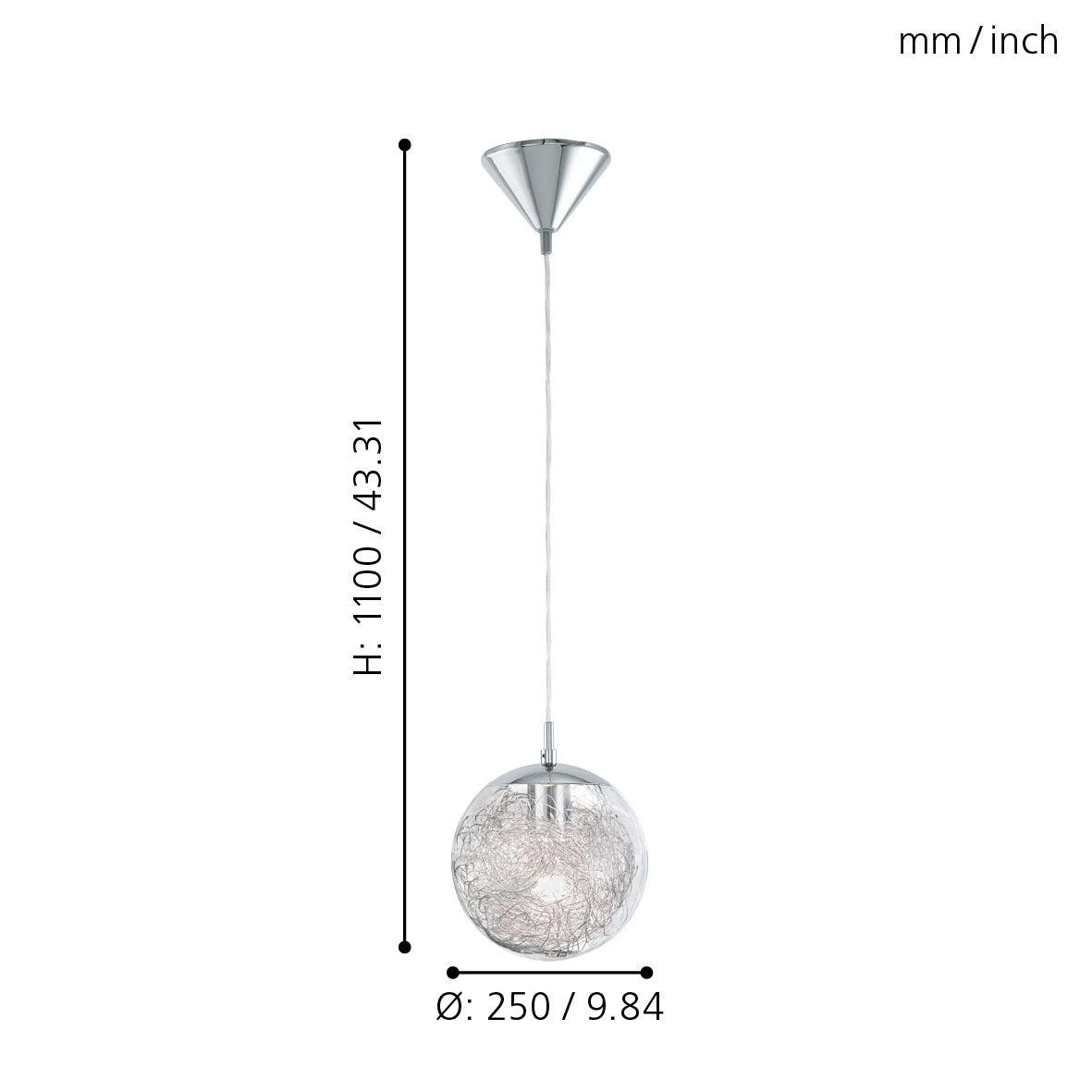 eglo luberio chrome pendant with clear glass sphere kitchen lighting 