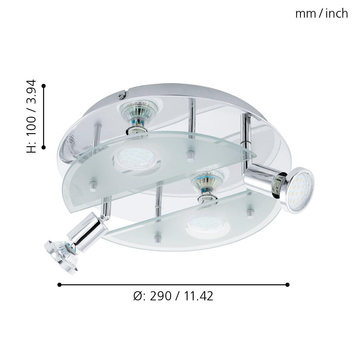 eglo cabo 1 4 light chrome glass spot plate light living room image