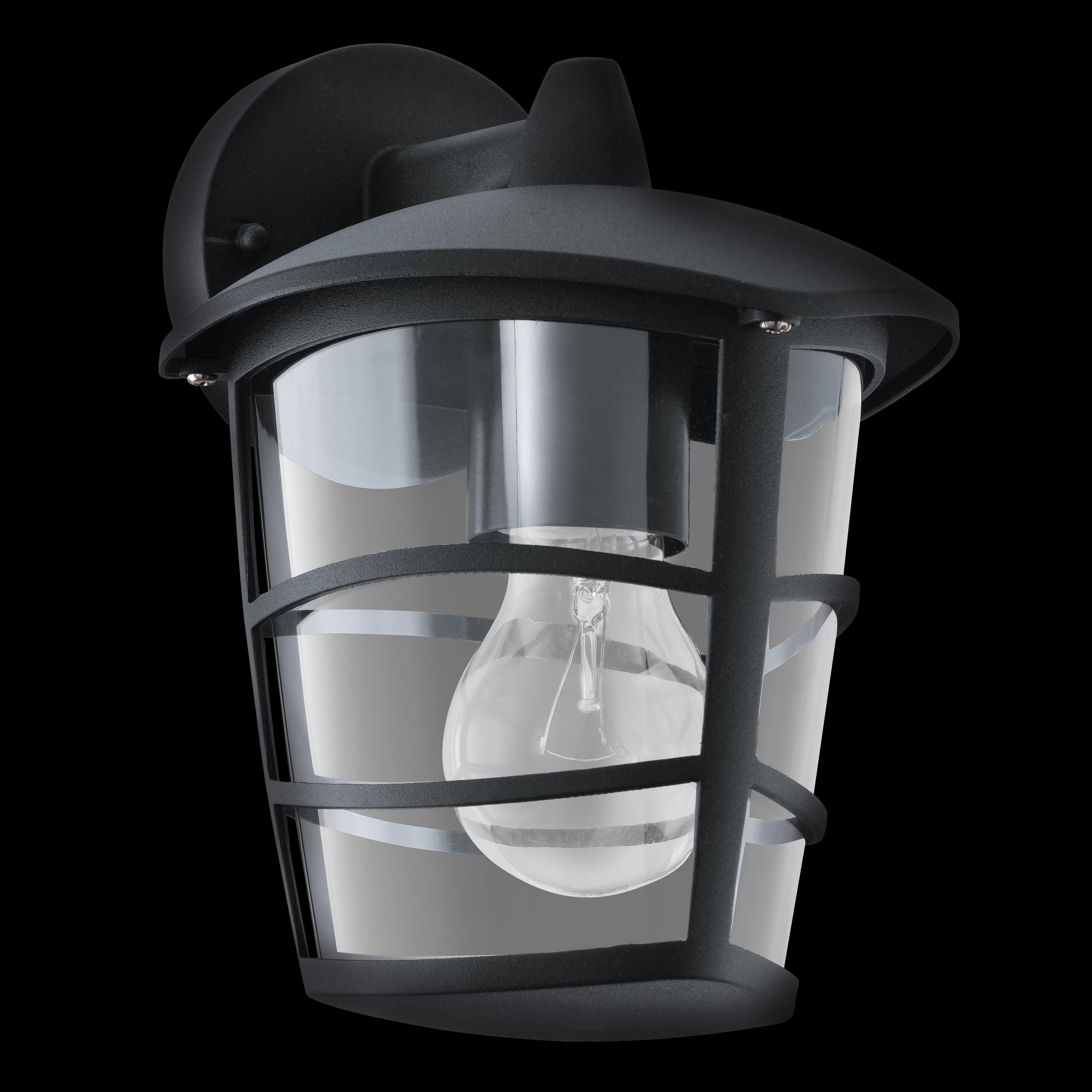 eglo aloria black ip44 hanging lantern outdoor wall light living room close up