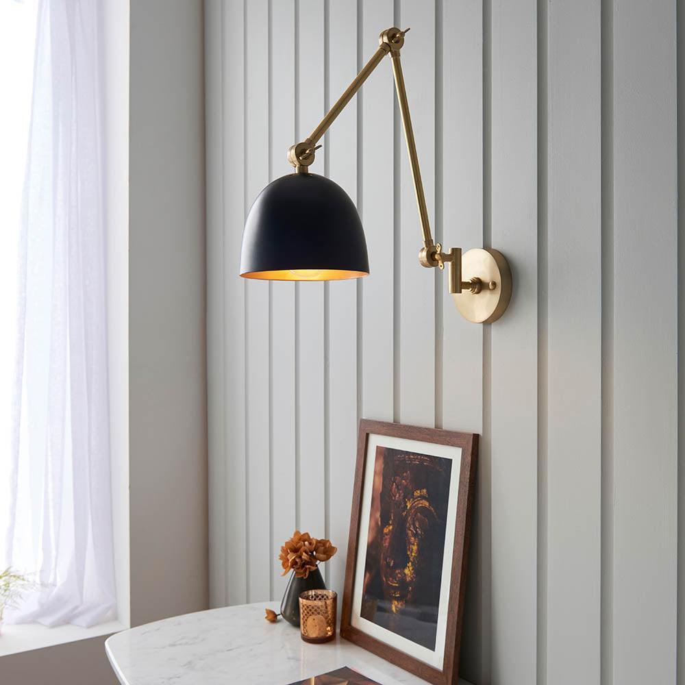 Endon Lehal Swing Arm Brass Wall Light-warehouse-180926