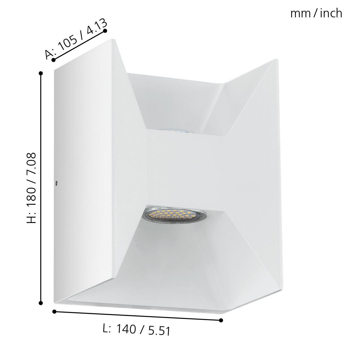 eglo morino white ip44 led outdoor wall light living room close up
