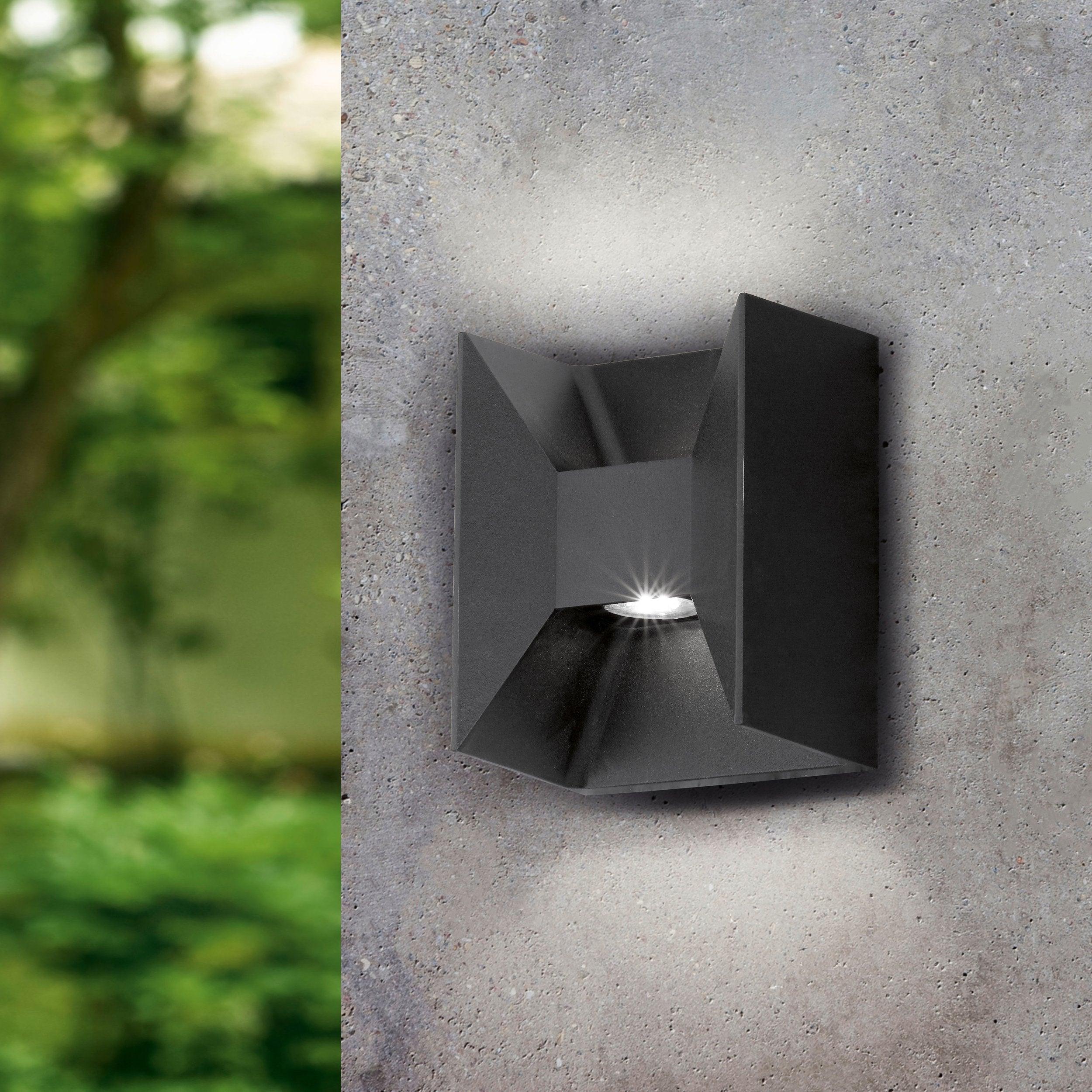 eglo morino grey ip44 led outdoor wall light living room image