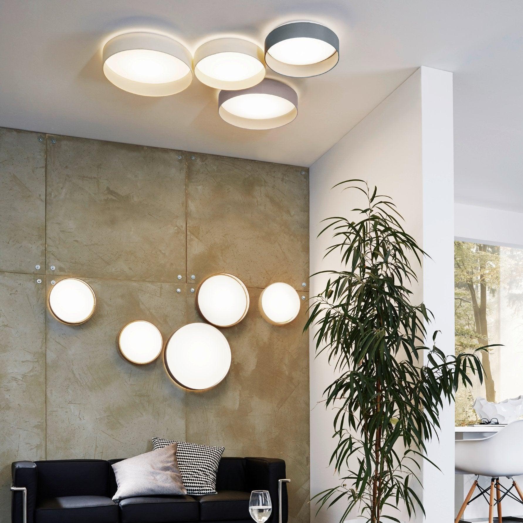 eglo palomaro flush 50cm grey led drum ceiling shade