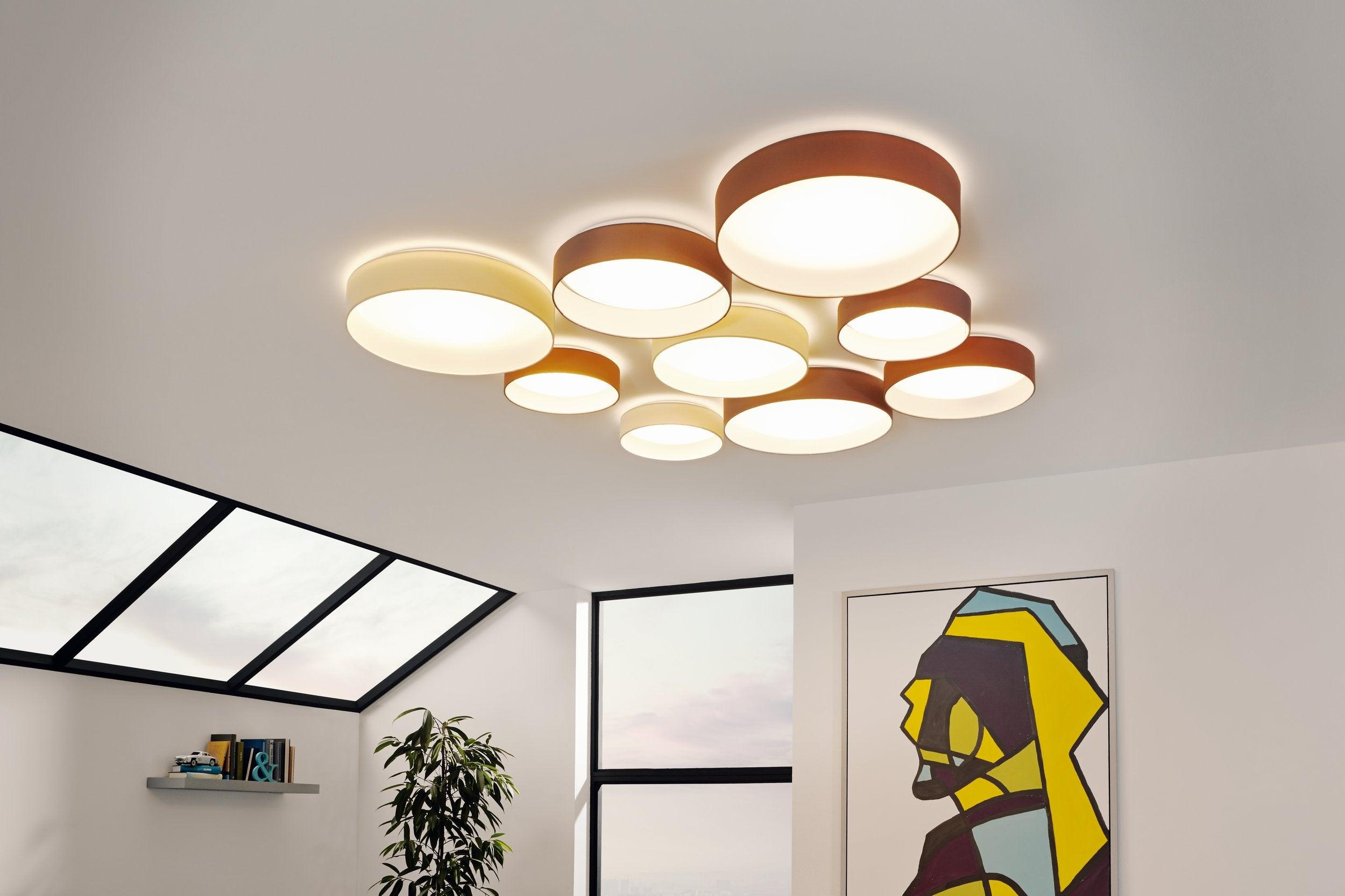 eglo palomaro flush 50cm grey led drum ceiling shade hallway lighting 