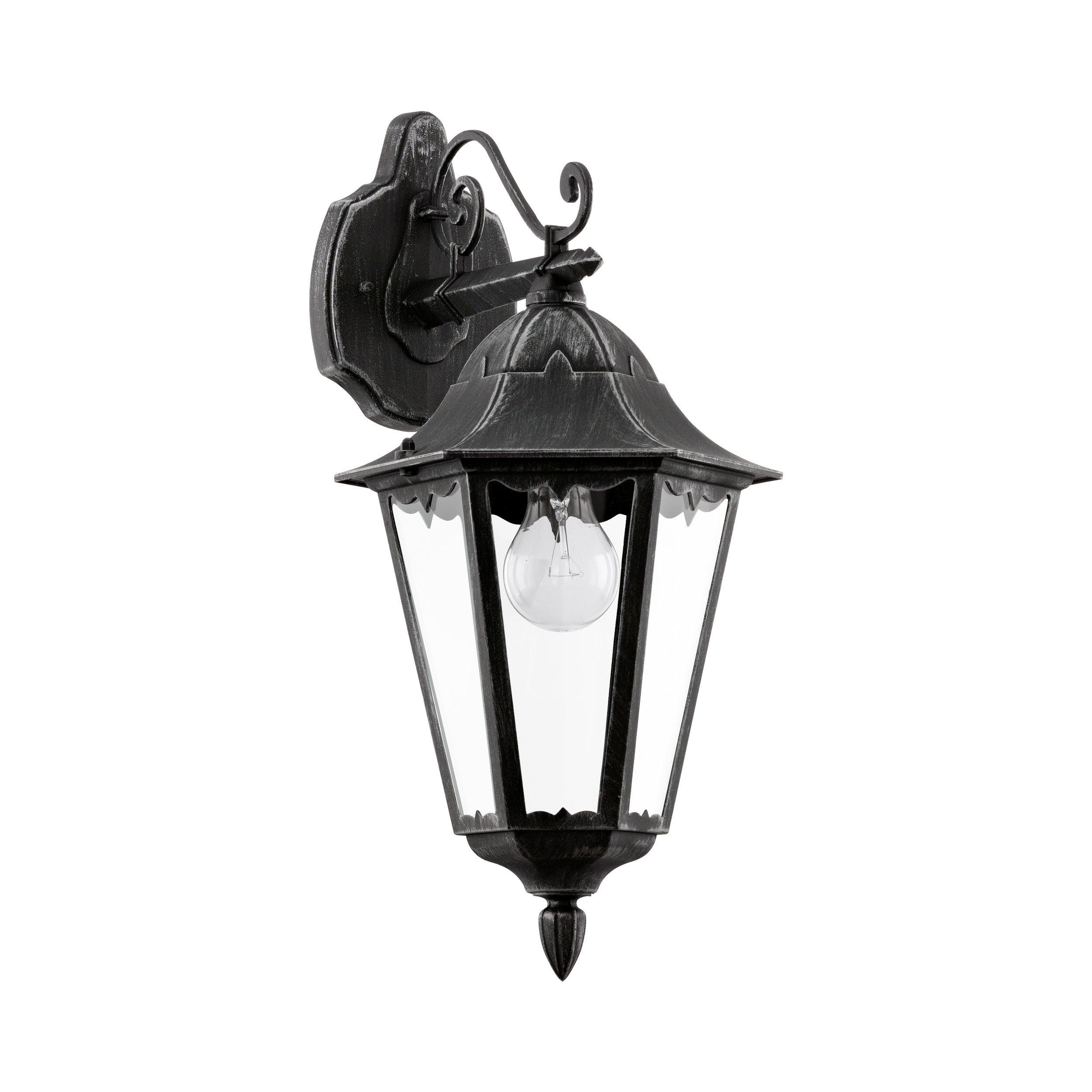 eglo navedo ip44 black silver hanging lantern outdoor wall light living room image