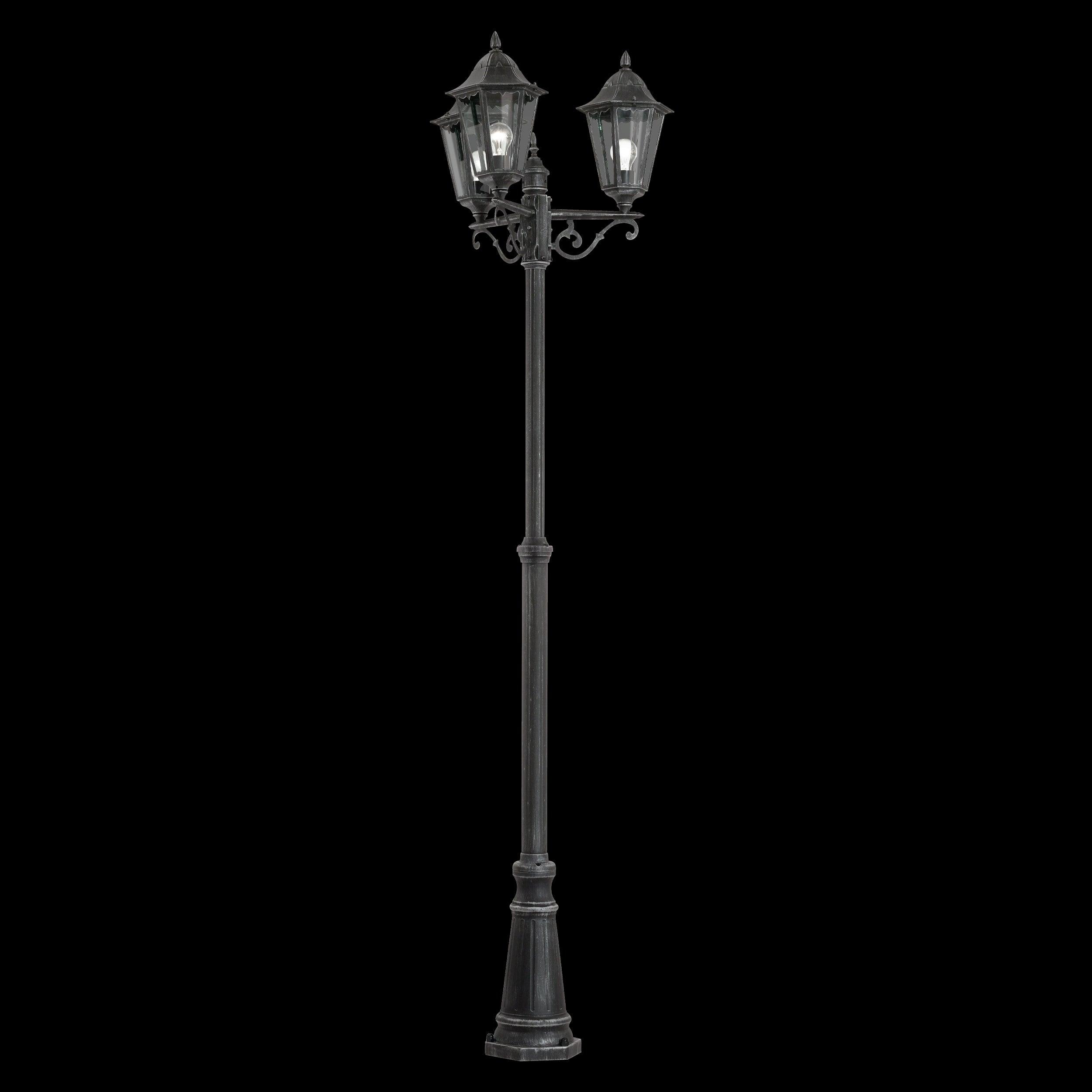eglo navedo black silver 3 light lamp post pathway outdoor ip44 light living room image