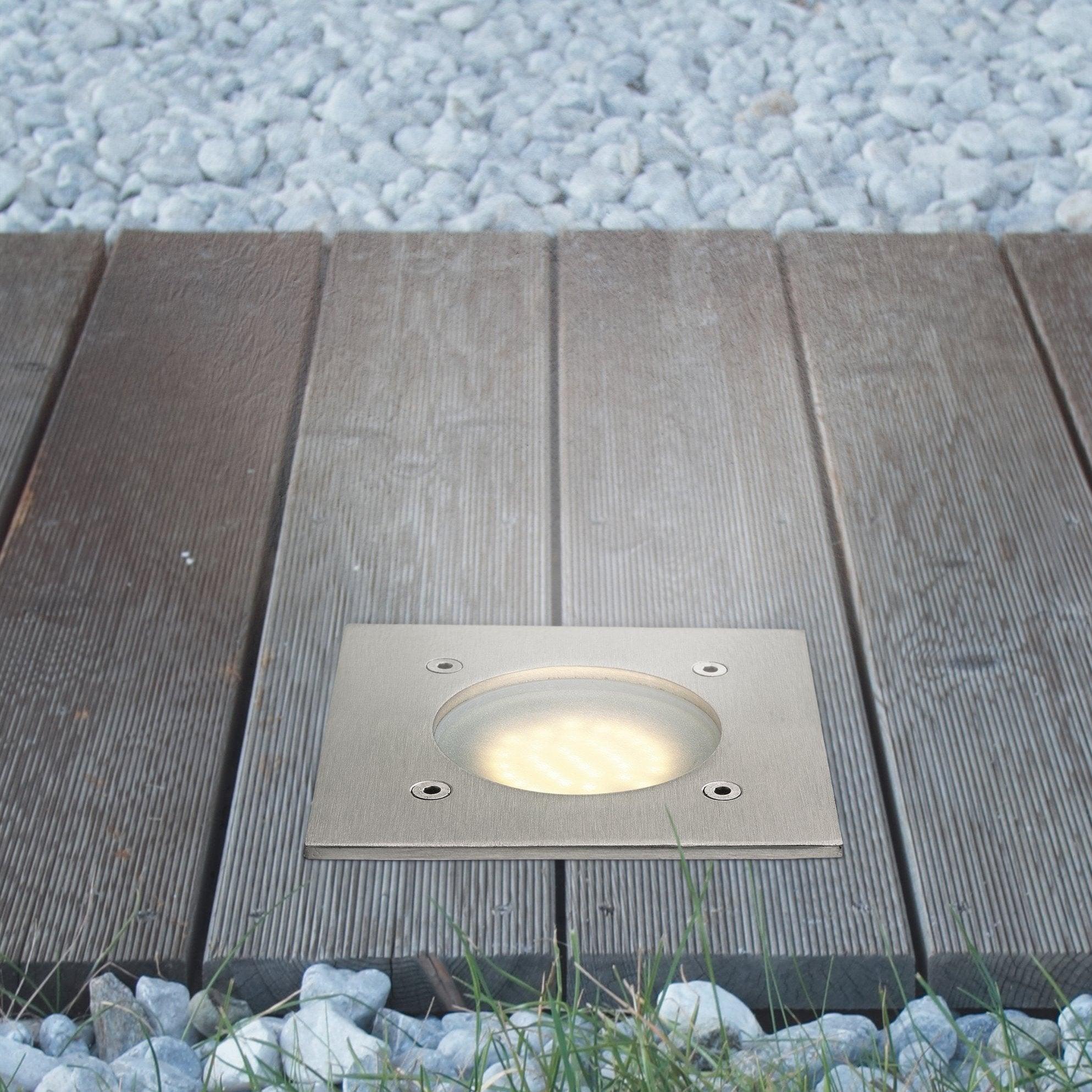 eglo lamedo square silver led recessed ground uplighter