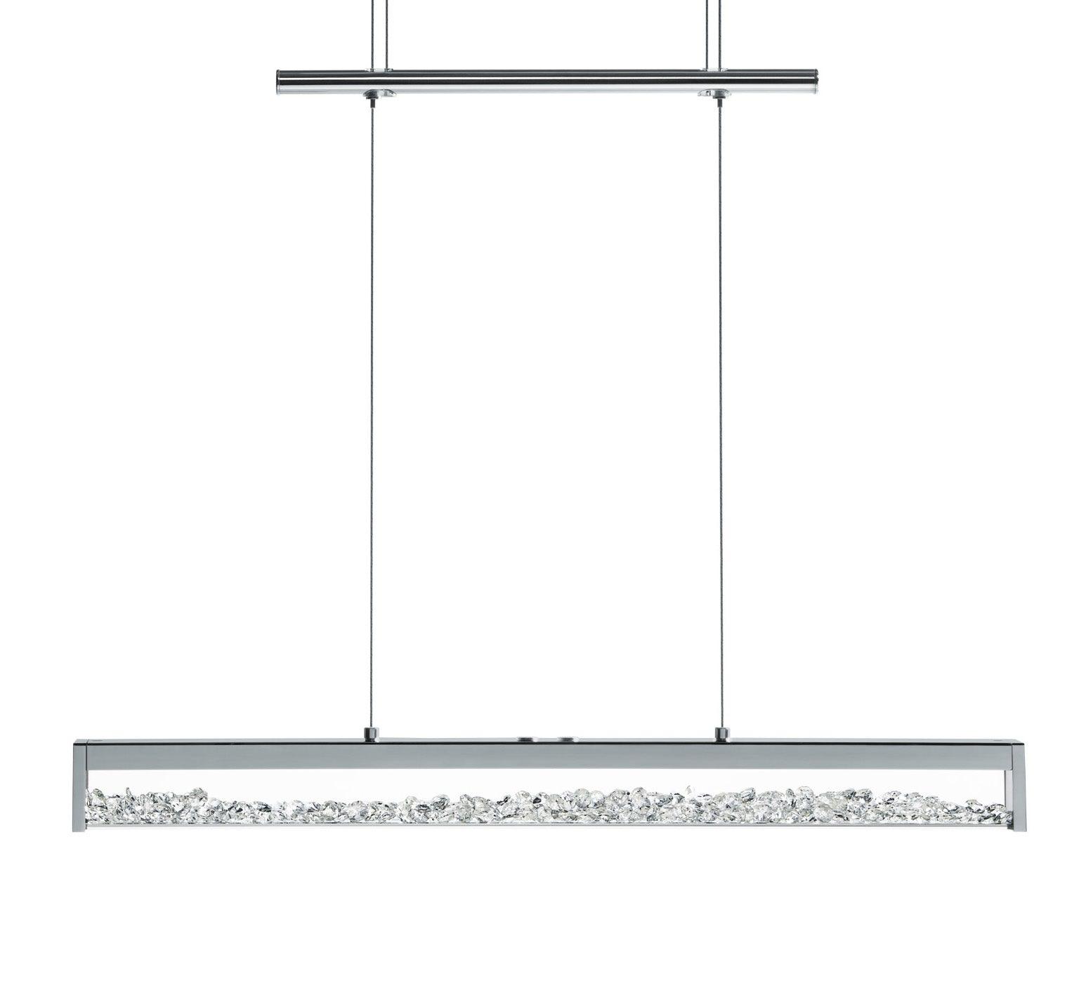 eglo cardito 1 chrome bar led ceiling pendant clear glass crystals living room image