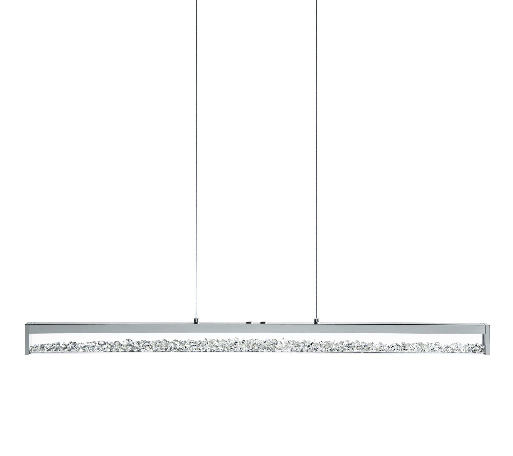 eglo cardito 1 100cm chrome bar led pendant clear glass crystals living room image