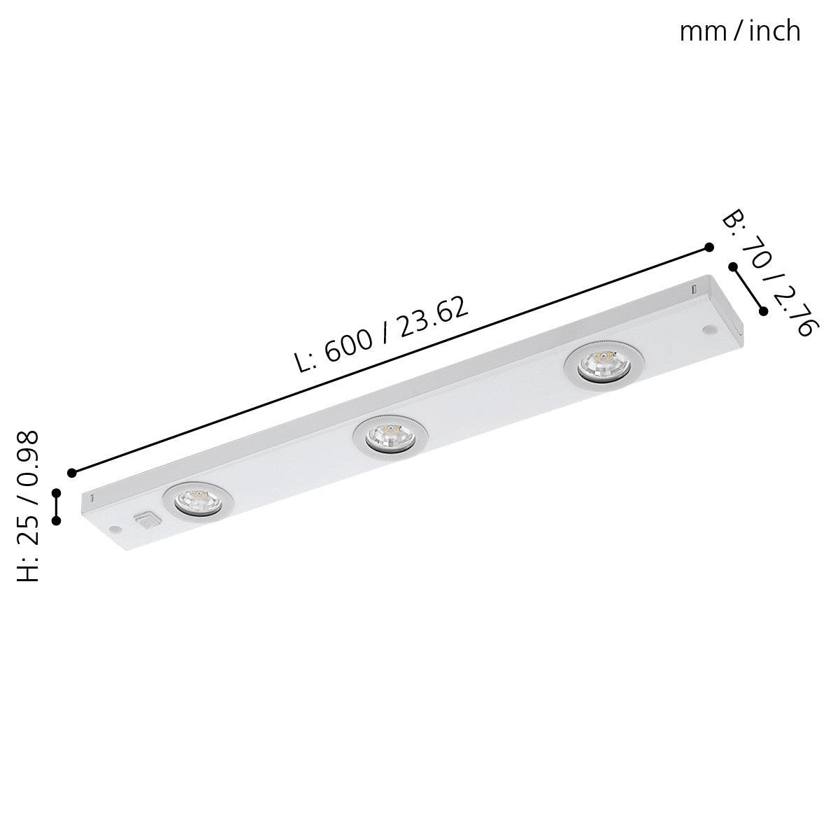 eglo kob led 60cm white under cabinet light living room close up