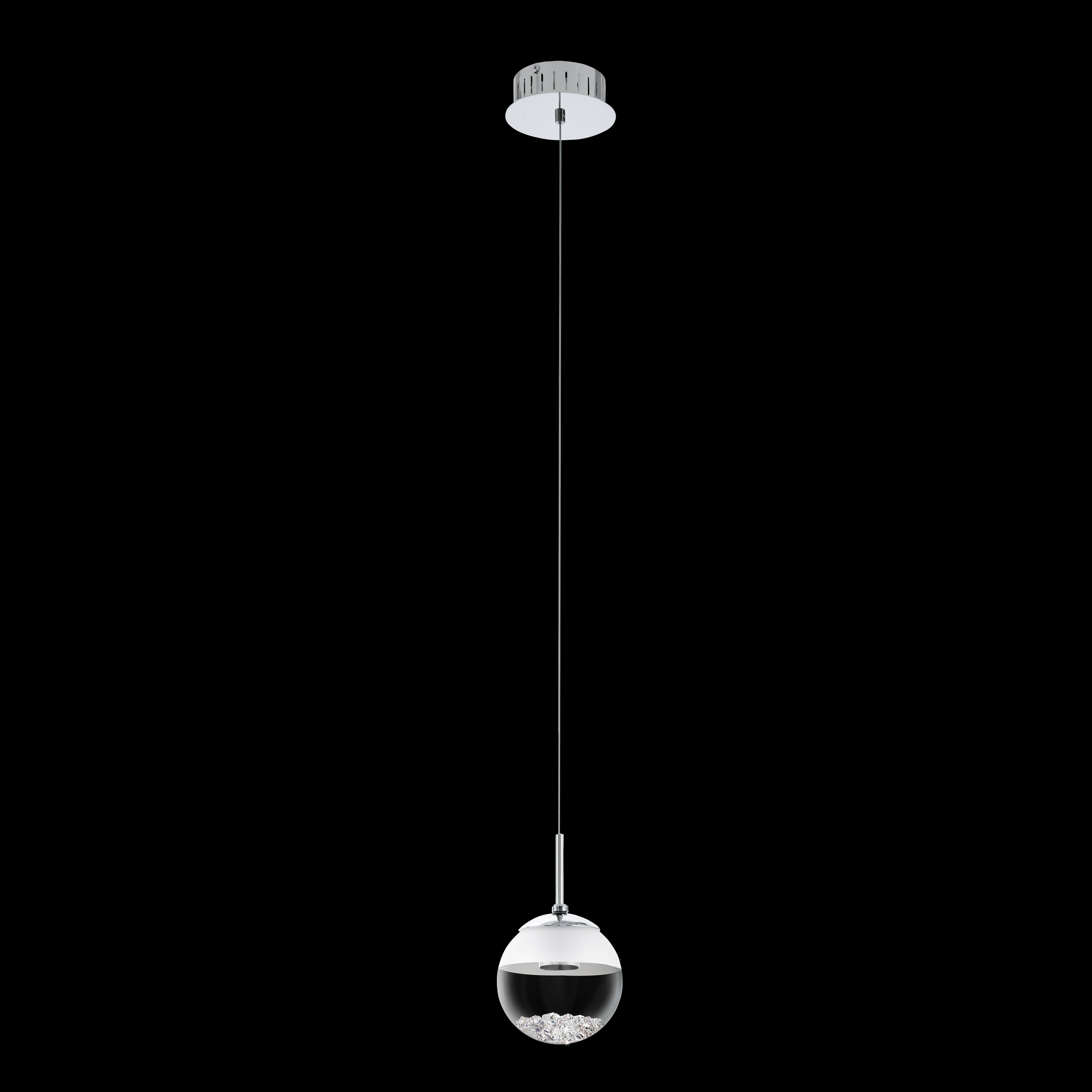 eglo montefio 1 led chrome pendant with spherical glass shade