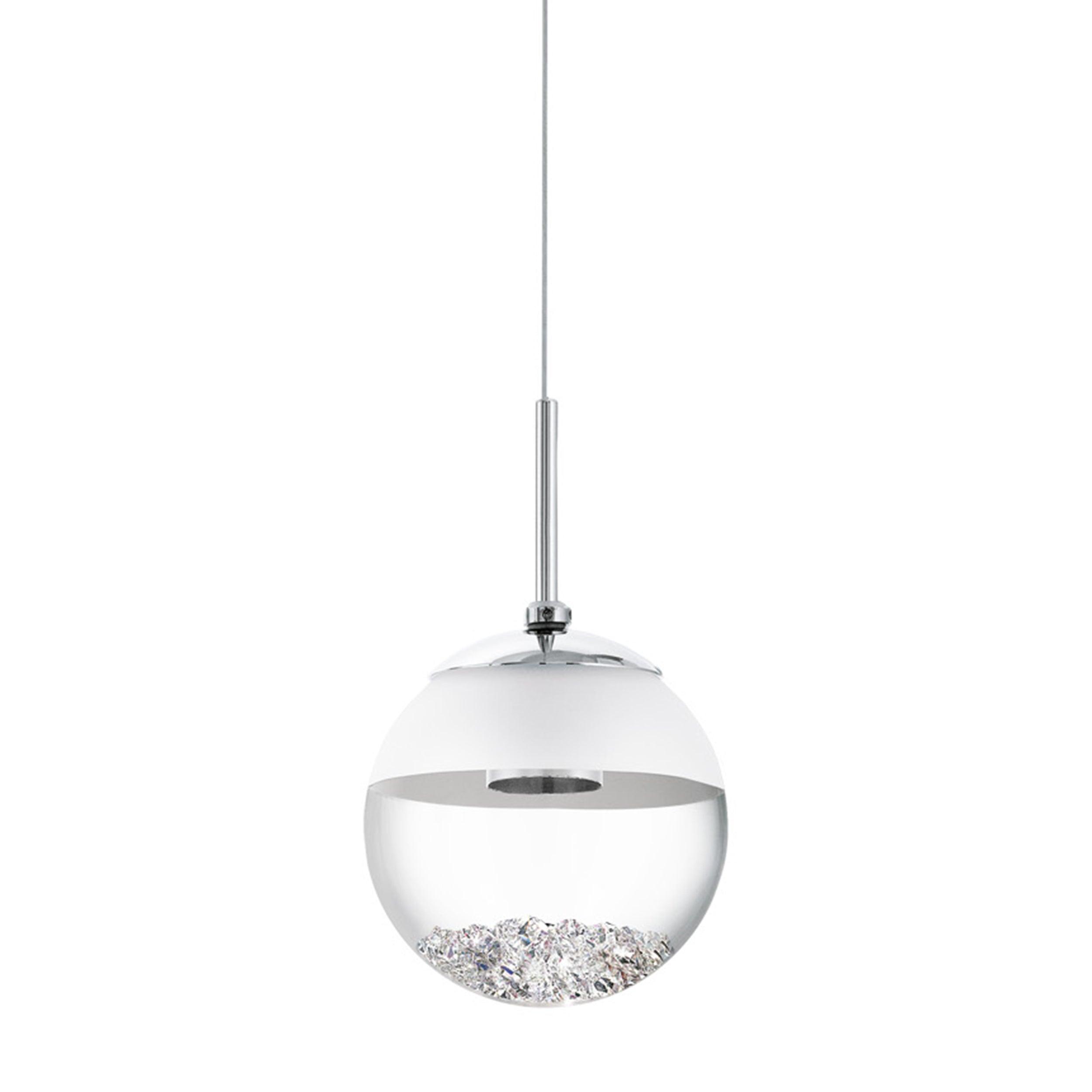 eglo montefio 1 led chrome pendant with spherical glass shade Kitchen Lighting Close Up