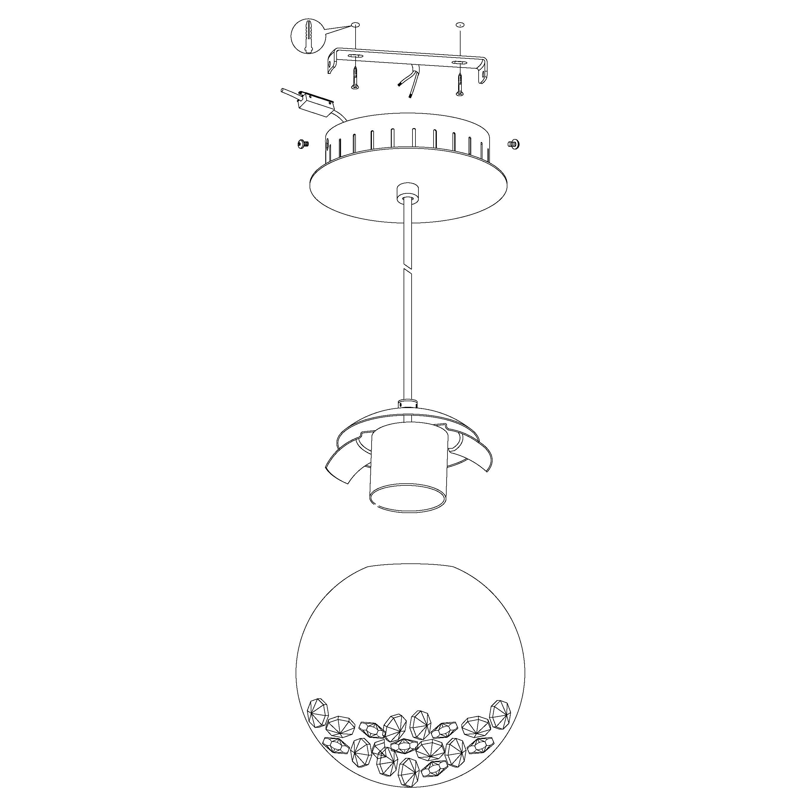 eglo montefio 1 led chrome pendant with spherical glass shade kitchen lighting 