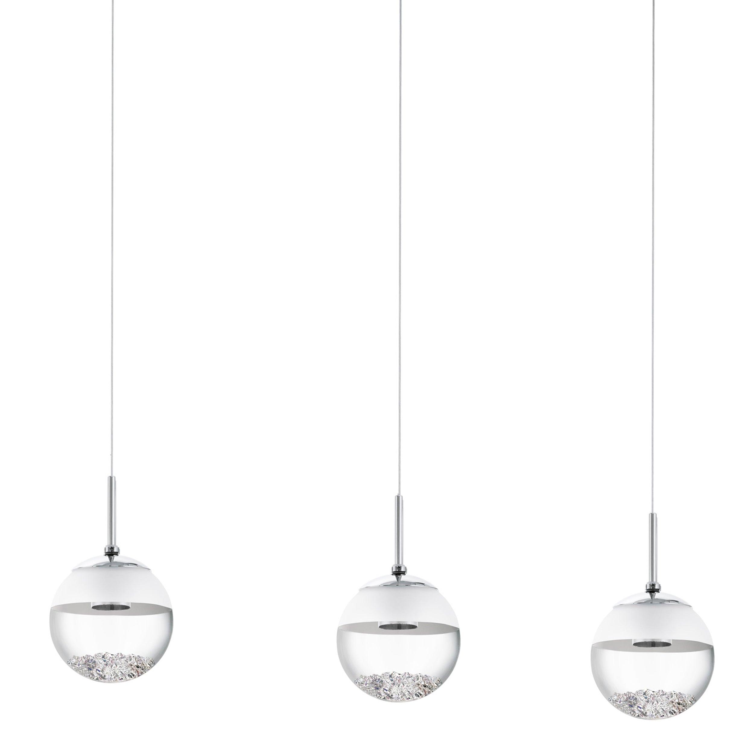 eglo montefio 1 3 light led chrome bar pendant spherical glass shades Kitchen Lighting Close Up