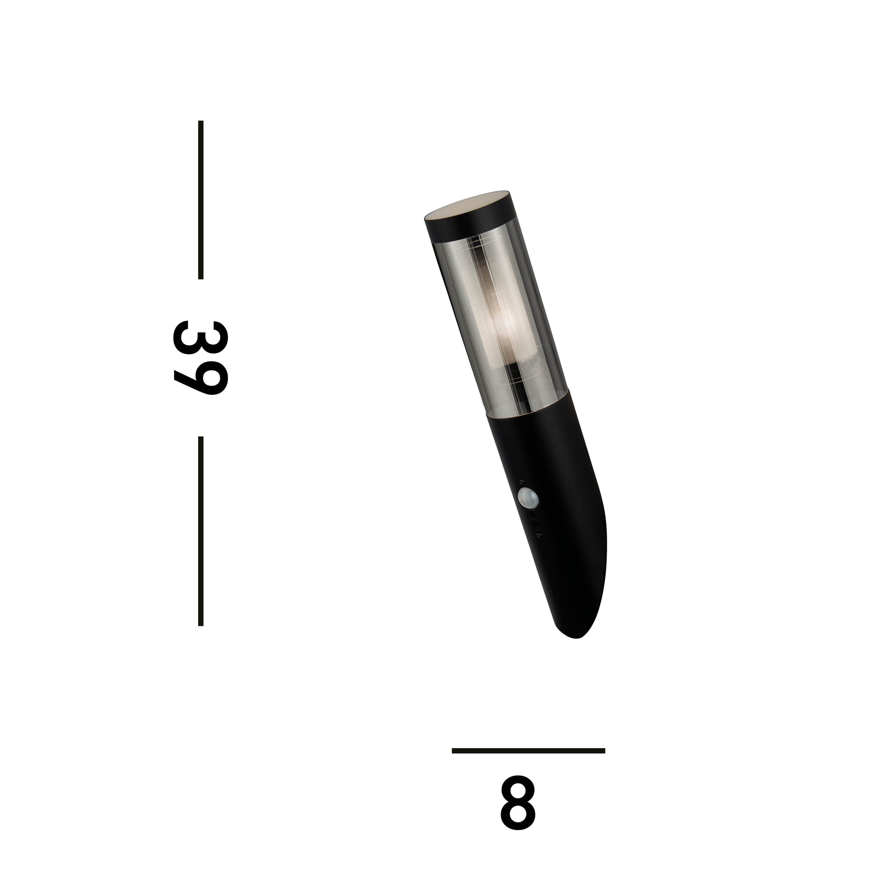 Searchlight Batton Black PIR Outdoor Wall Light