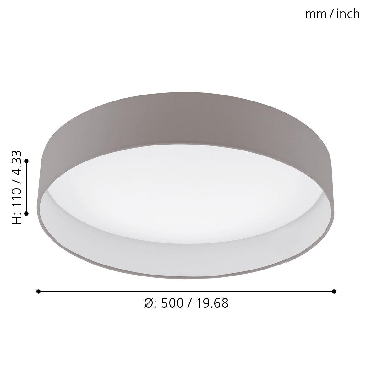 eglo palomaro flush 50cm taupe led drum ceiling shade kitchen lighting 