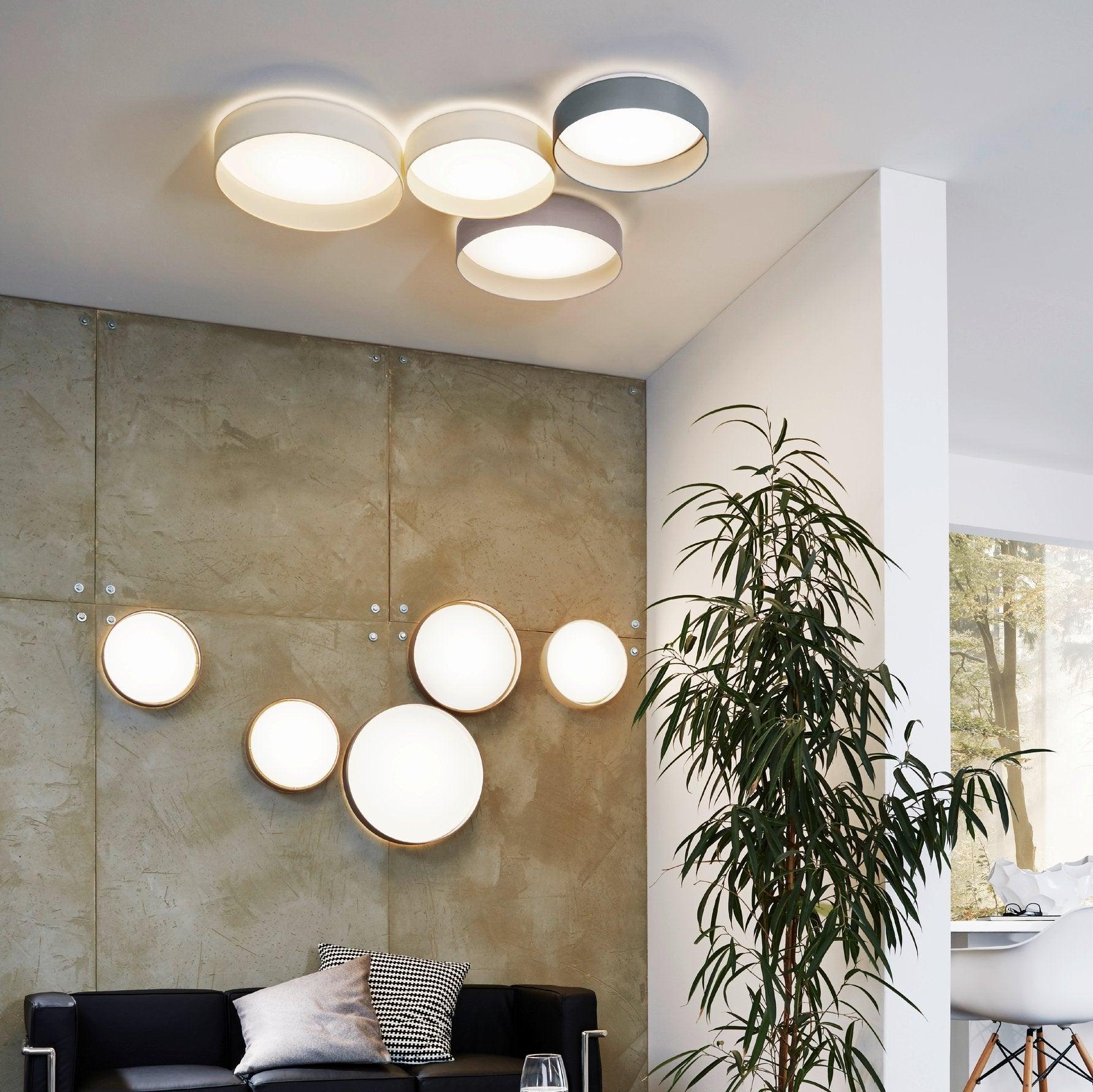 eglo palomaro flush 50cm taupe led drum ceiling shade