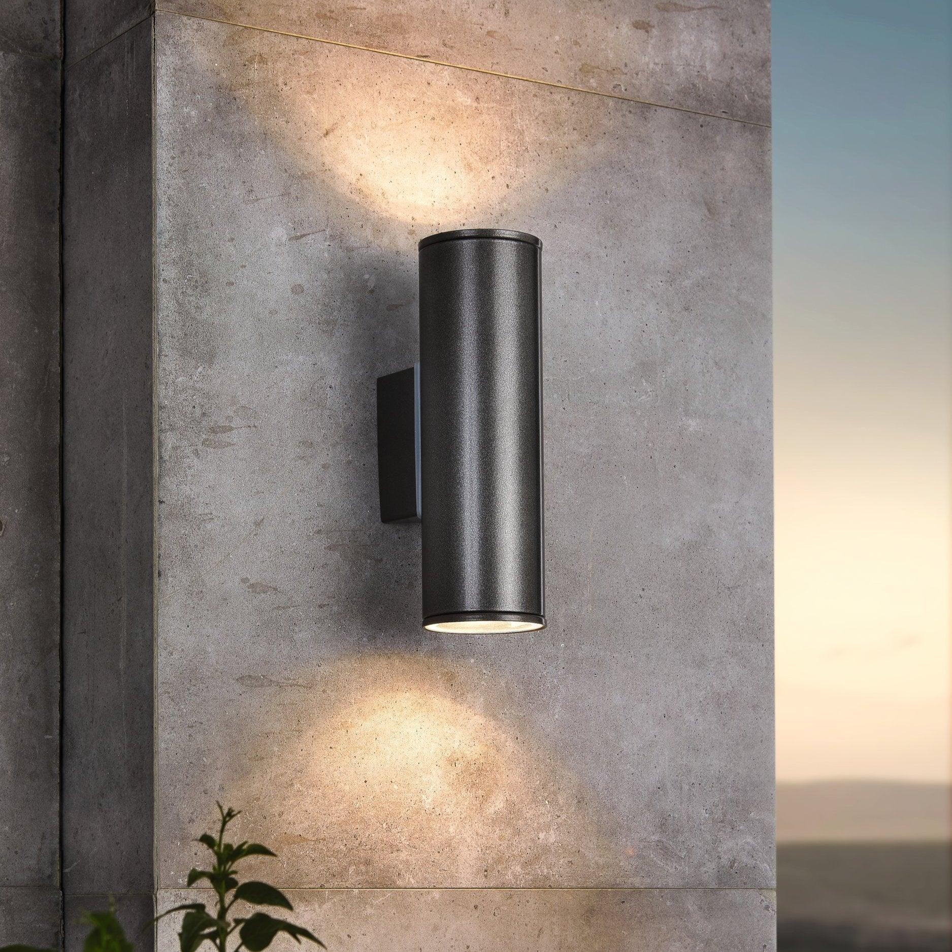 Eglo Riga Grey IP44 Up & Down Outdoor Wall Light | Bulbs Included