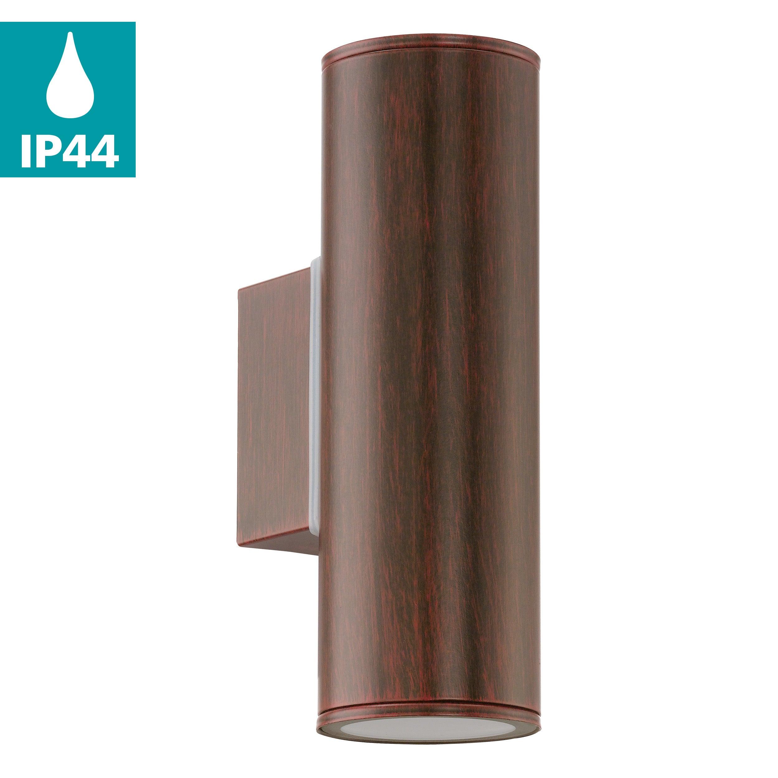 eglo riga brown ip44 up down outdoor wall light kitchen lighting 