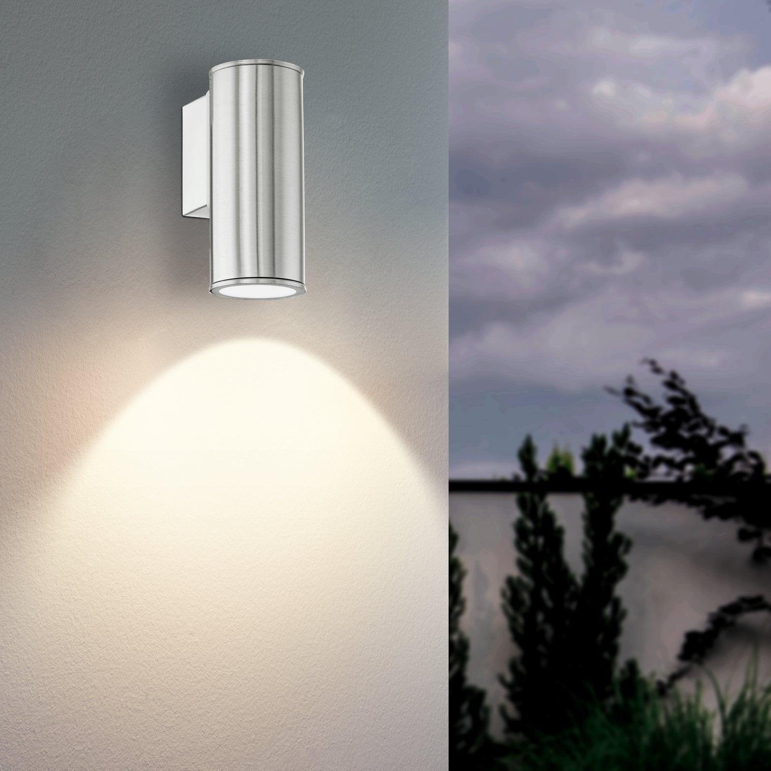 Eglo Riga Stainless Steel IP44 Down Outdoor Wall Light | GU10 LED