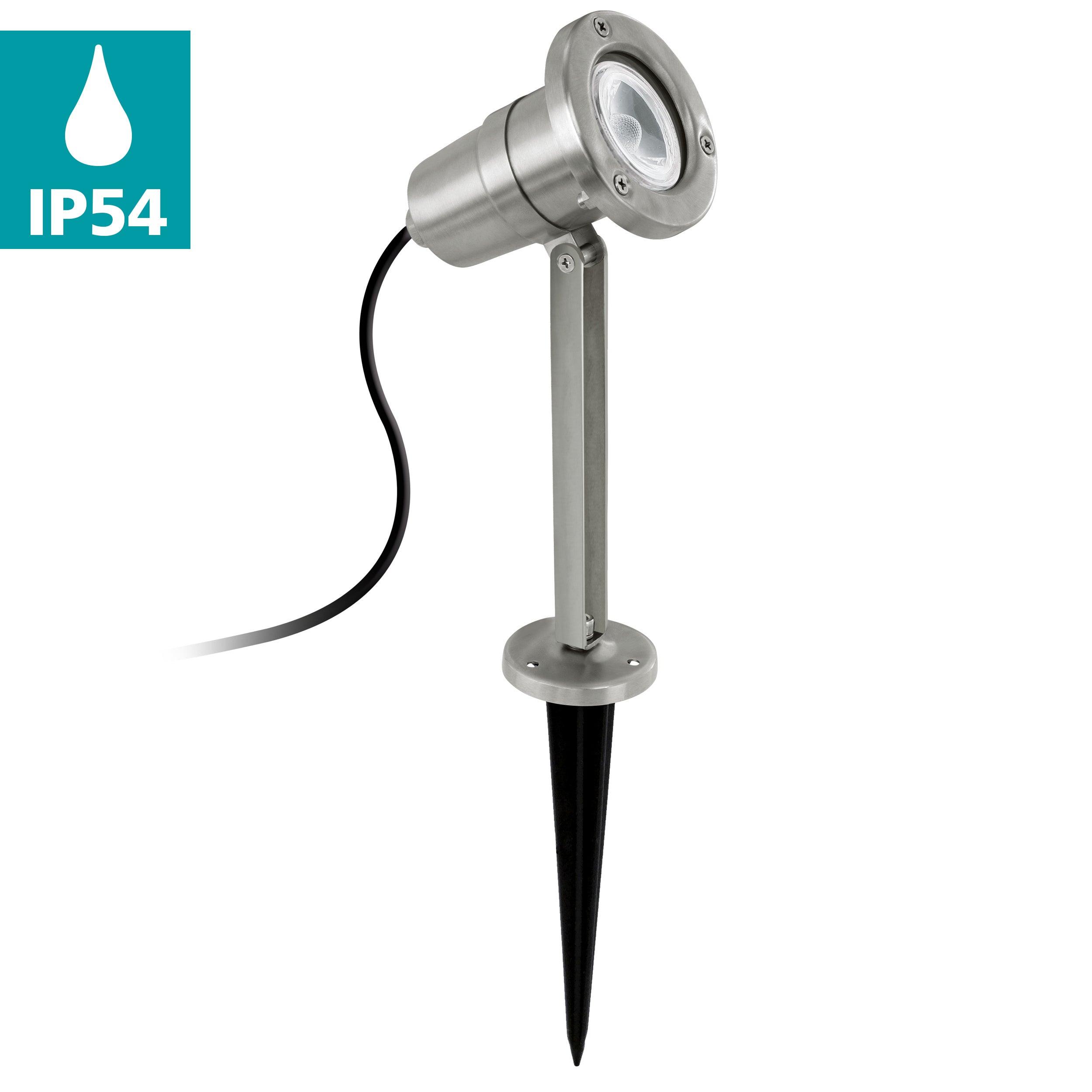 eglo nema ip54 silver ground spike garden light hallway lighting 
