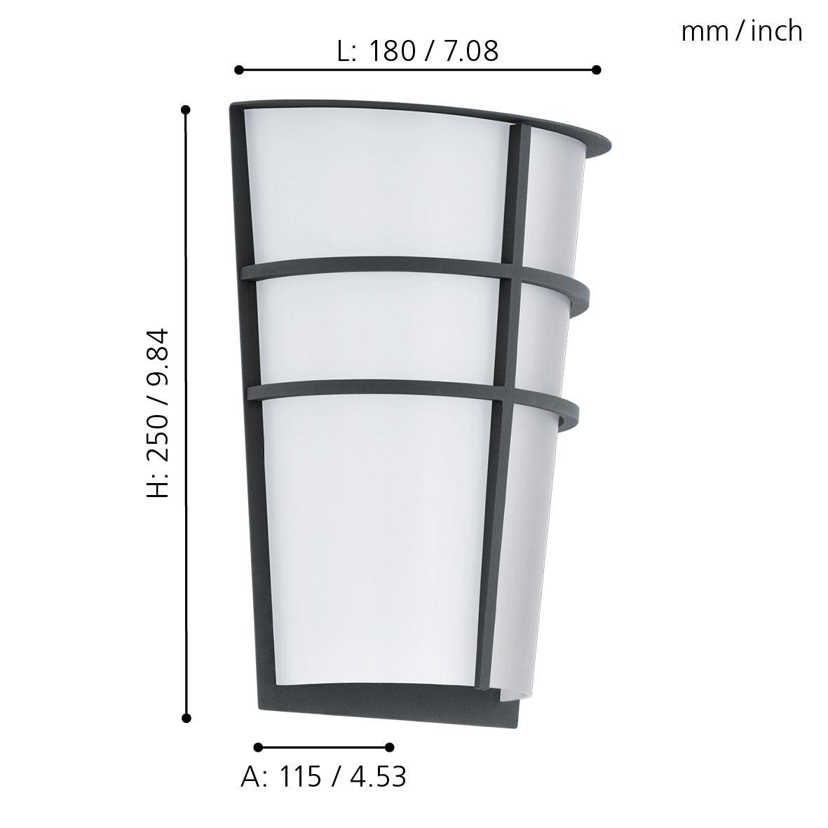 eglo breganzo grey ip44 led outdoor wall light living room close up