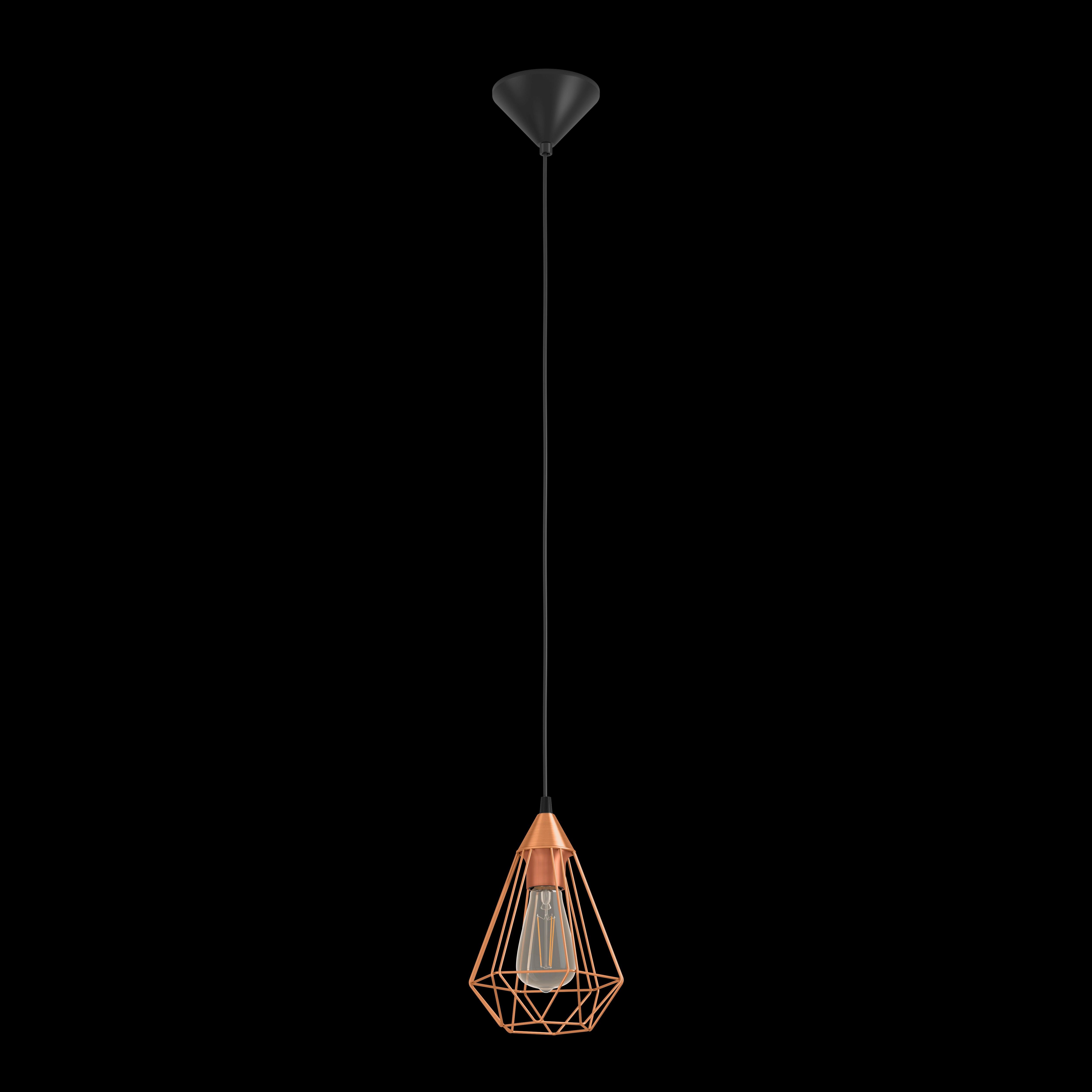 eglo tarbes copper wire shade ceiling pendant living room close up