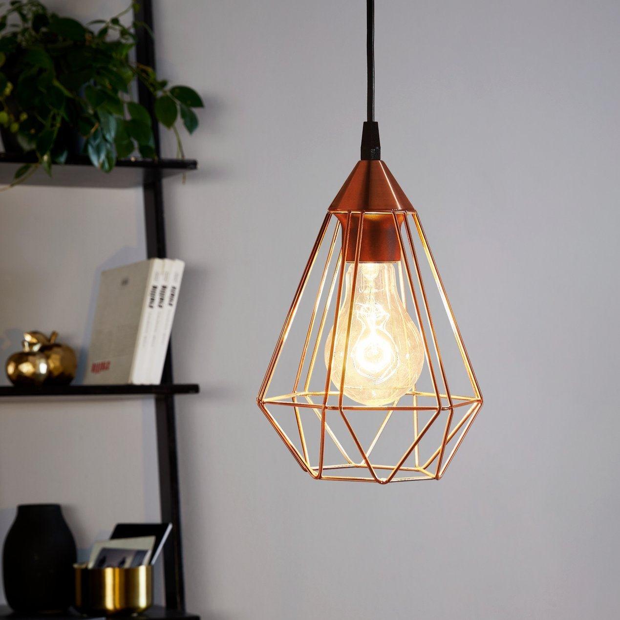 eglo tarbes copper wire shade ceiling pendant living room image
