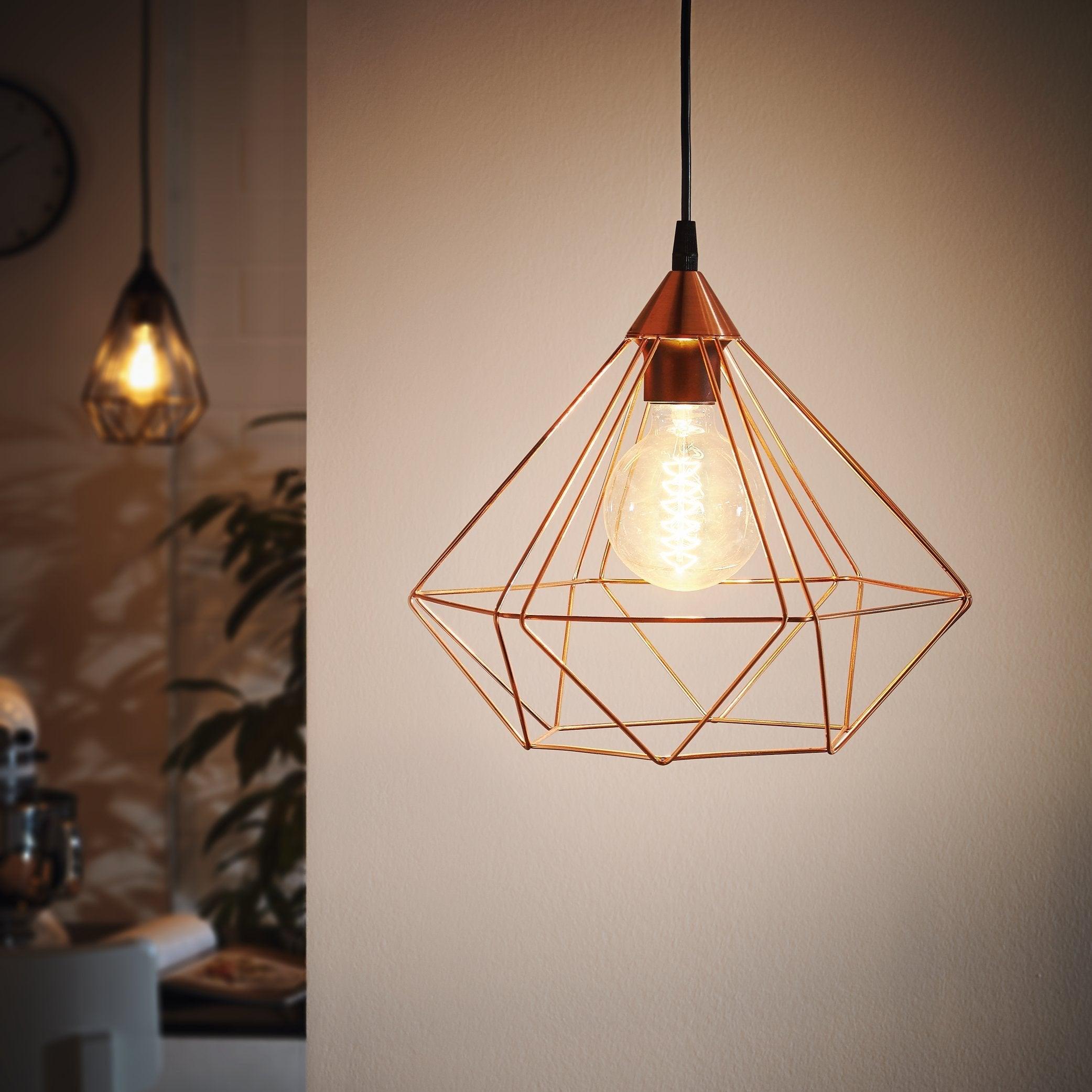 eglo tarbes diamond shaped copper metal wire ceiling pendant