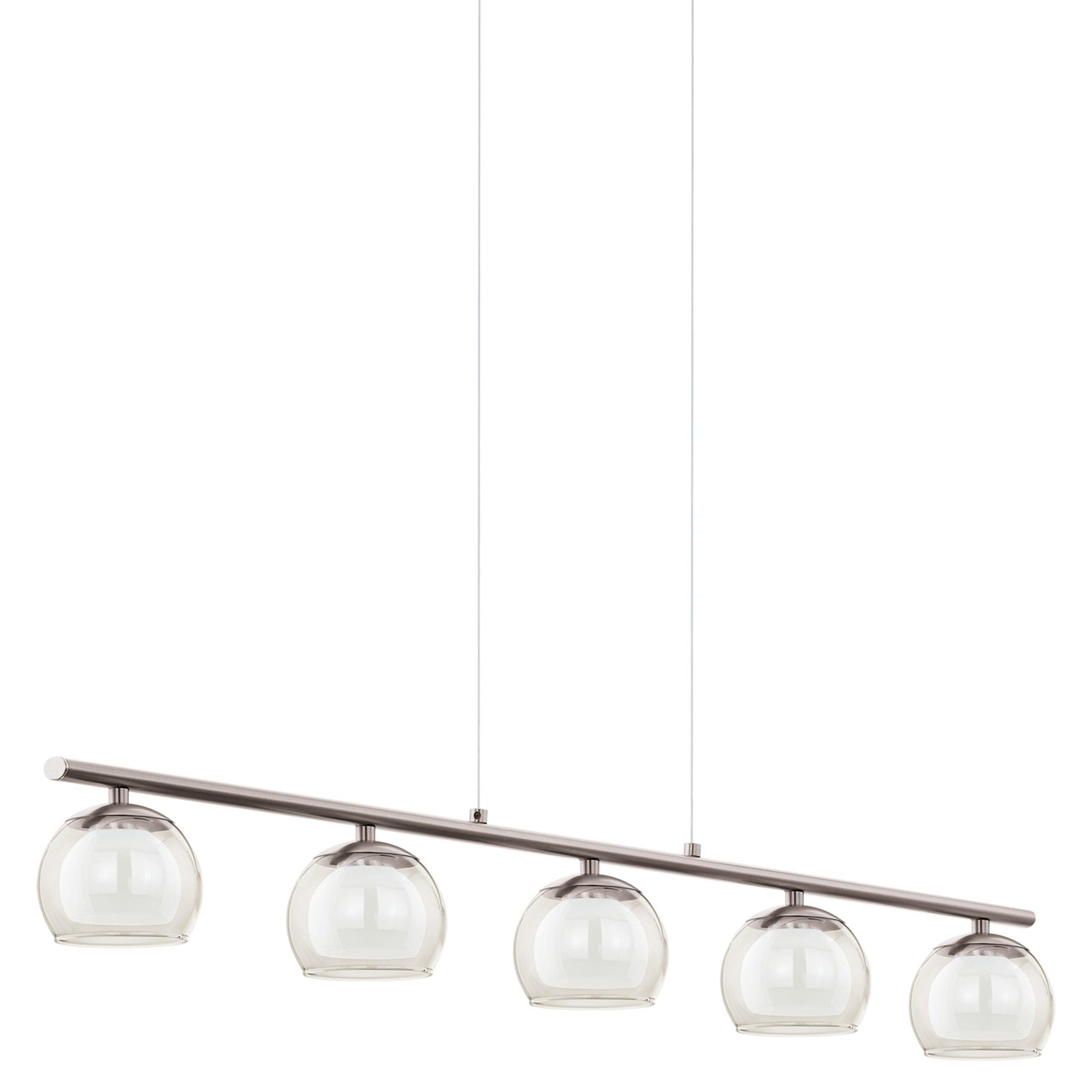eglo romagnese led nickel ceiling pendant 5 glass shades living room close up