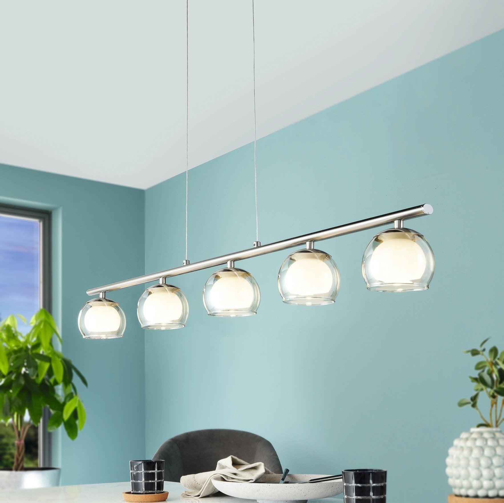 eglo romagnese led nickel ceiling pendant 5 glass shades