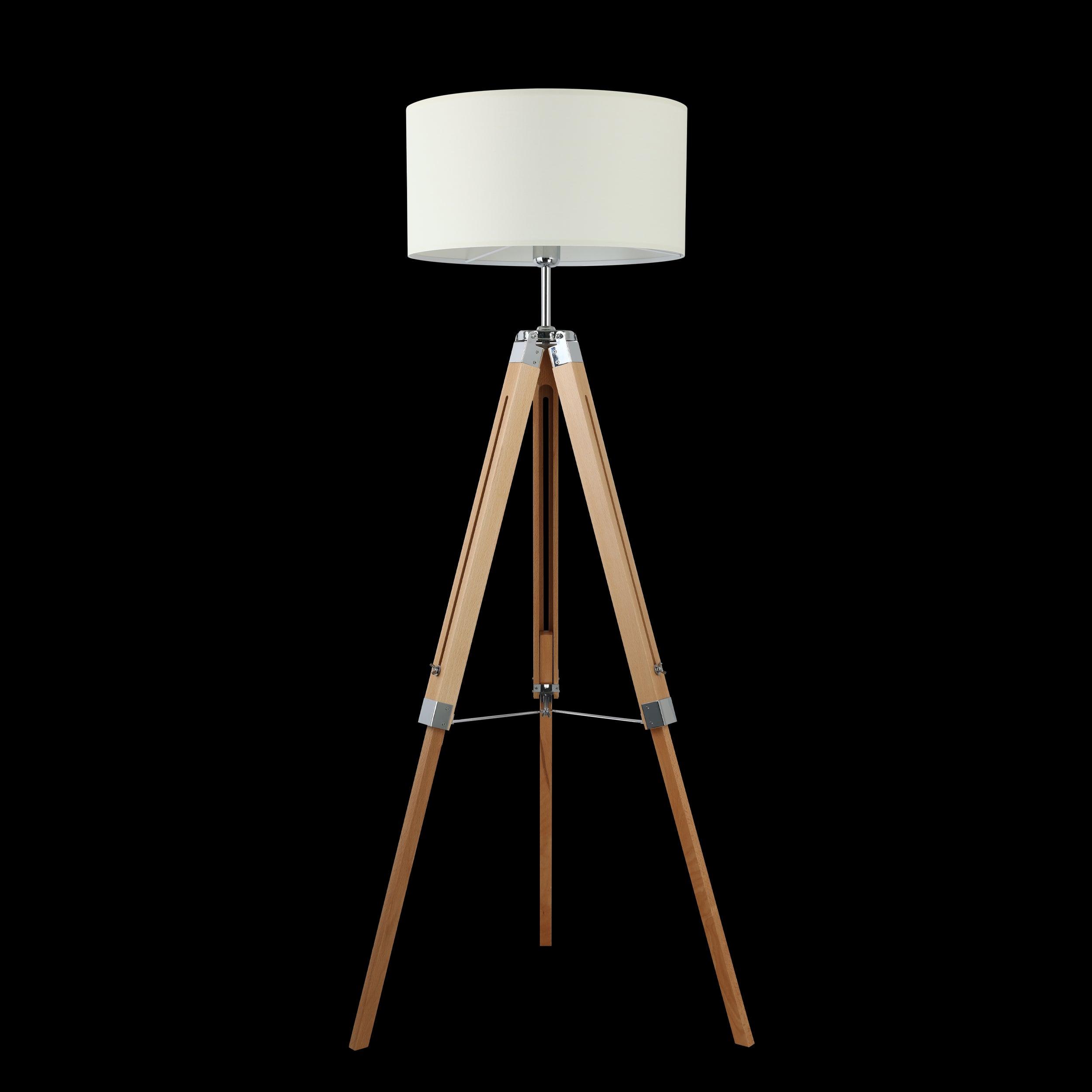 eglo lantada adjustable wooden tripod floor lamp beige fabric shade living room image