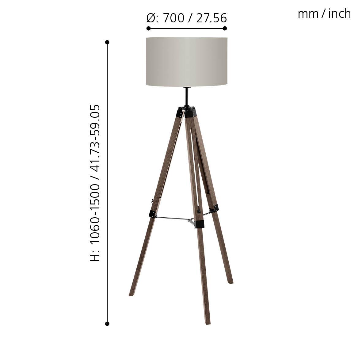 eglo lantada adjustable wood tripod floor lamp taupe fabric shade Kitchen Lighting Close Up