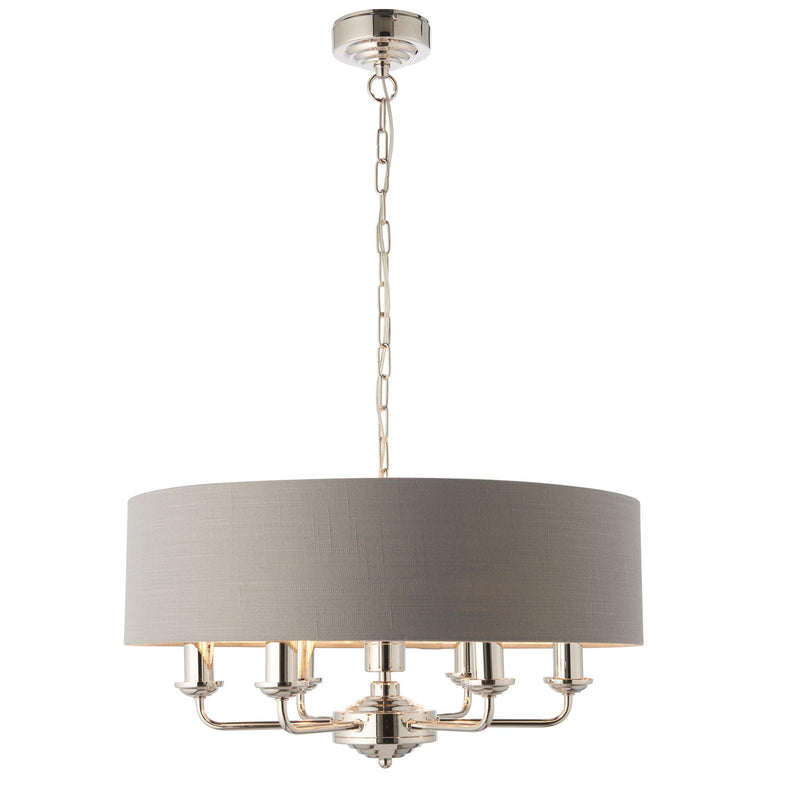 Highclere Bright Nickel & Charcoal Shade 6 Light Pendant