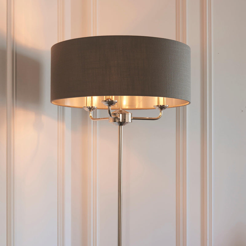 Highclere Modern Bright Nickel Floor Lamp