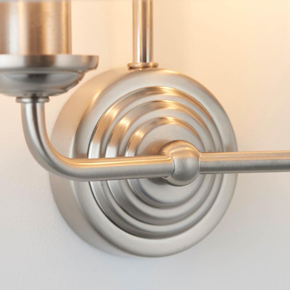 Highclere Brushed Chrome Wall Light - Natural Linen Shade-OB-180926