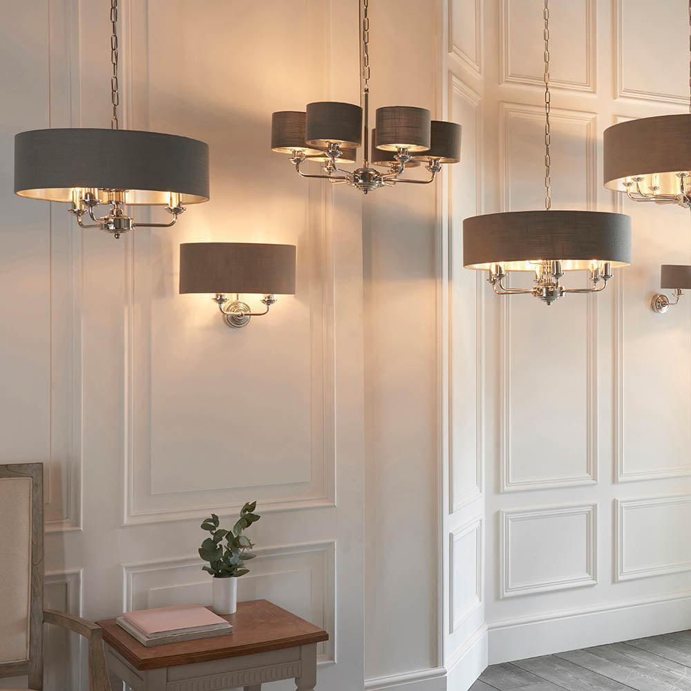 Endon Highclere Bright Nickel Wall Light - Charcoal Shade-OPEN-BOX-020426