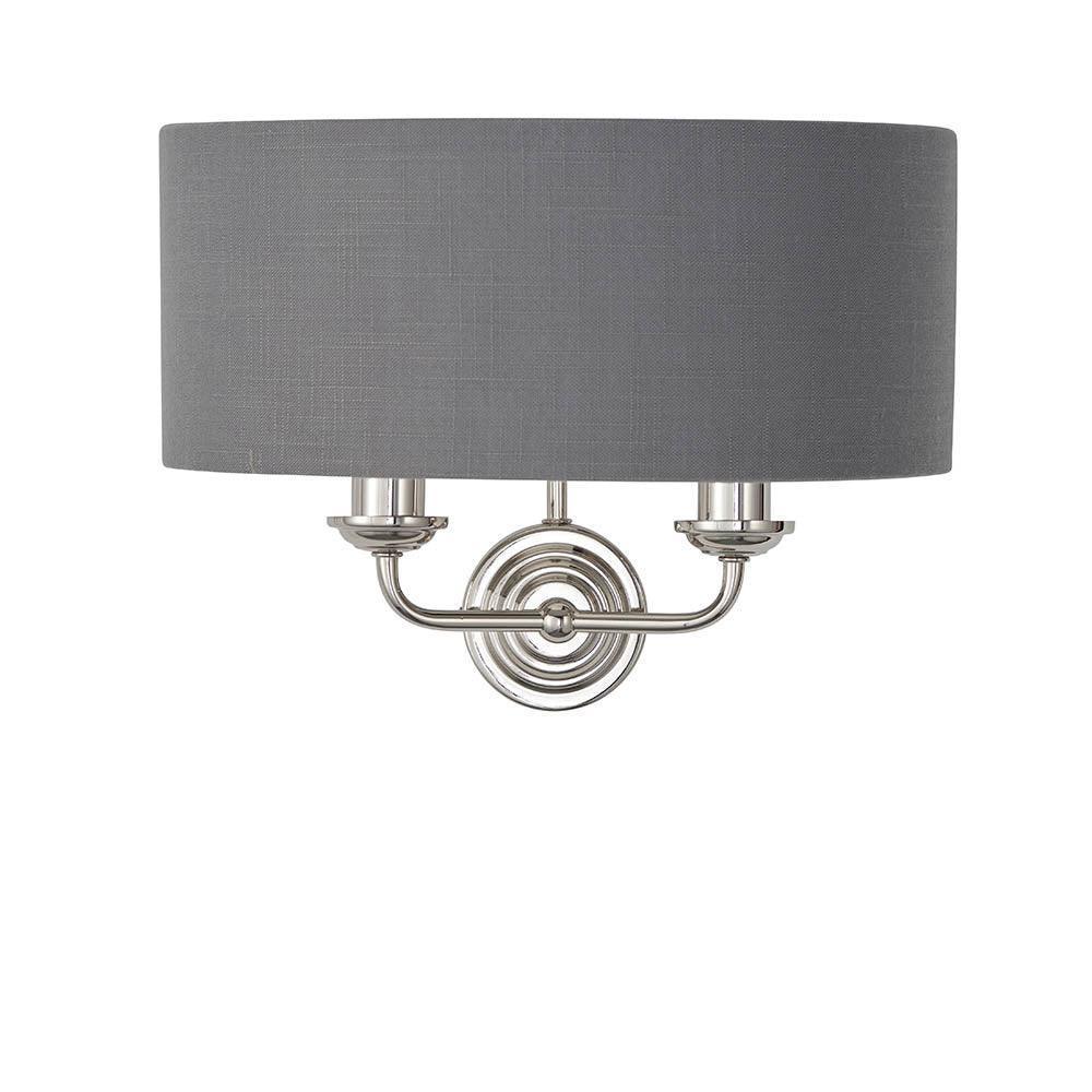 Endon Highclere Bright Nickel Wall Light - Charcoal Shade-OPEN-BOX-020426
